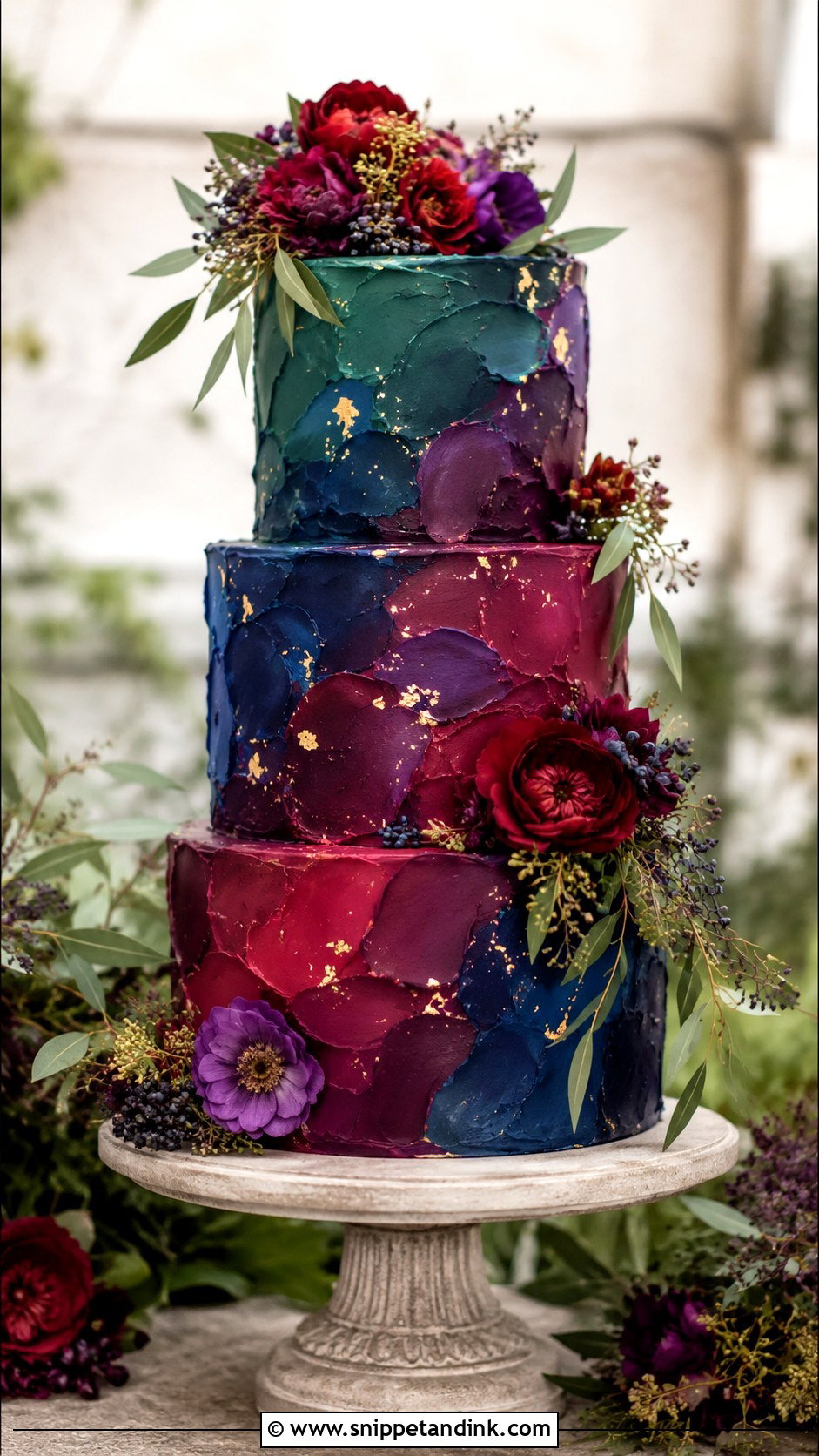 Jewel Tone Buttercream Wedding Cake - Snippet and Ink - 20 Jewel Tone Wedding Cake Ideas