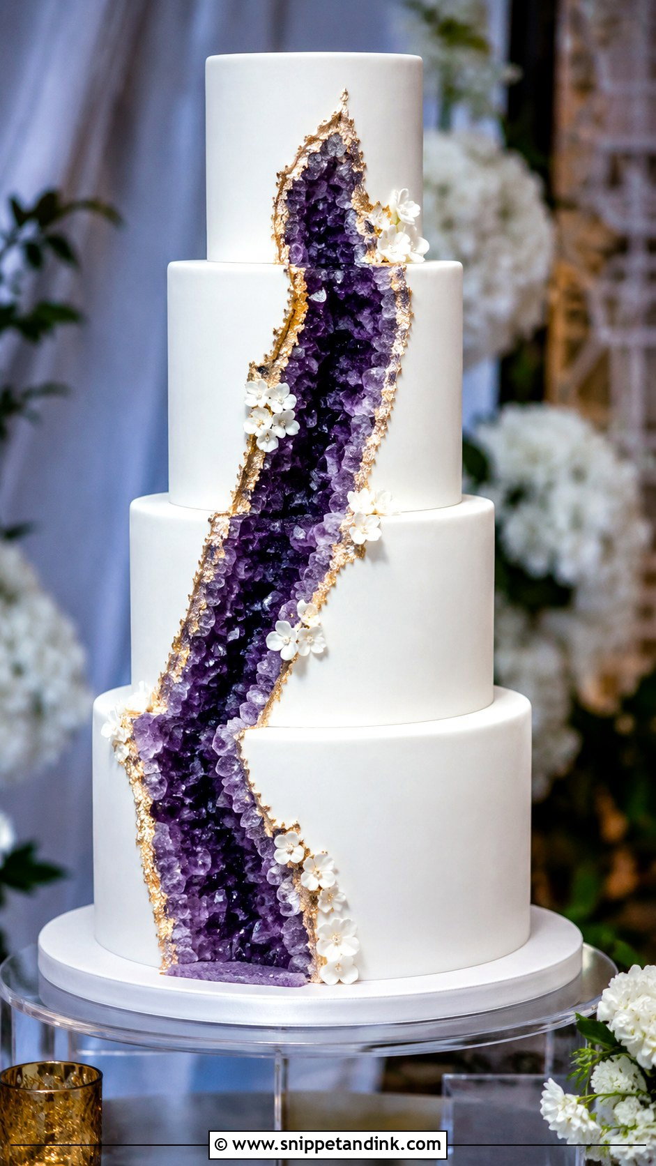 Jewel Tone Geode Wedding Cake - Snippet and Ink - 20 Jewel Tone Wedding Cake Ideas