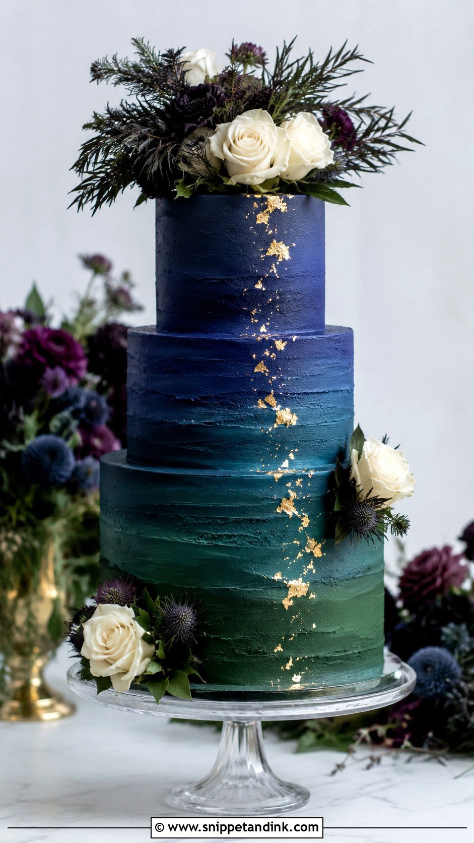 Jewel Tone Ombre Wedding Cake - Snippet and Ink - 20 Moody Jewel Tone Wedding Cake Ideas