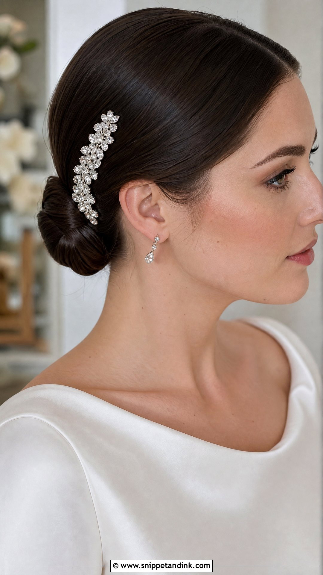 Jeweled Hair Clip Sleek Bun - Snippet and Ink - 15 Hair Accessories for Women Wedding Ideas