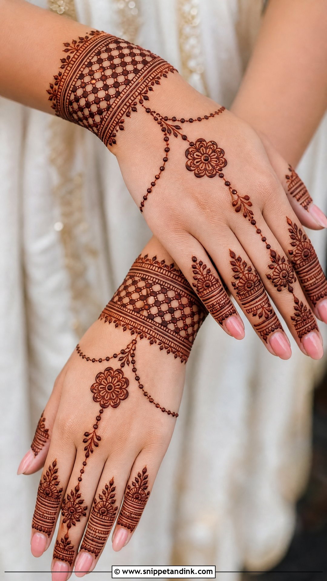 Jewellery Back Hand Check Mehndi Design - Snippet and Ink - 30 Back Hand Check Mehndi Design Ideas