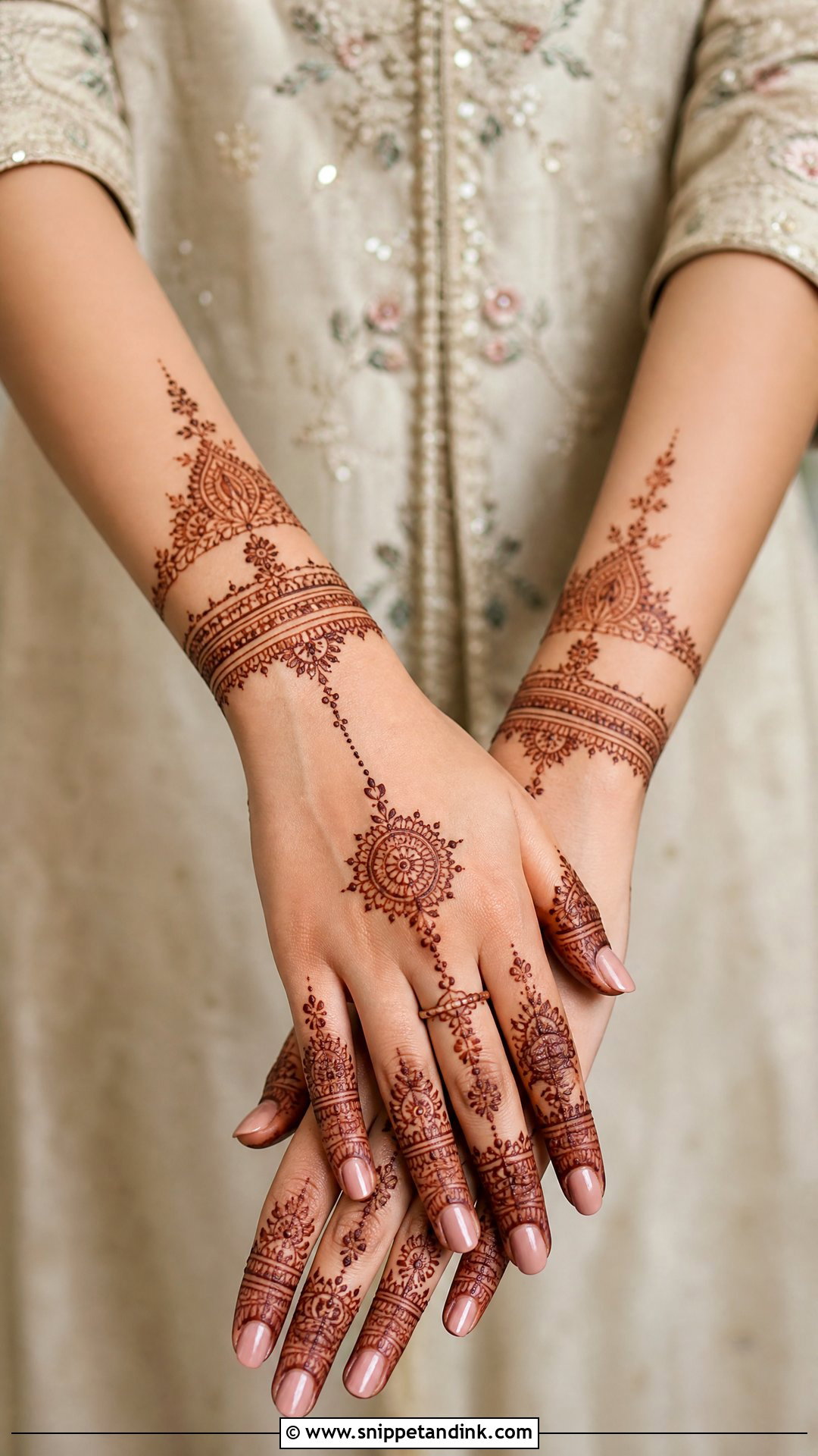 Jewelry Back Hand Bridal Mehndi Design - Snippet and Ink - 20 Back Bridal Engagement Mehndi Designs
