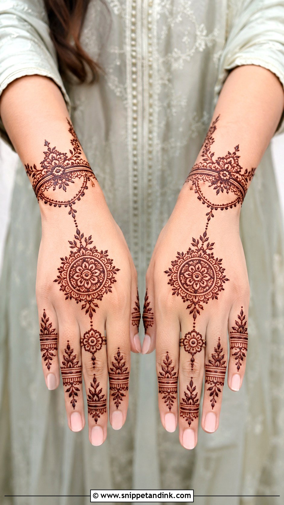 Jewelry Back Hand Engagement Mehndi Design - Snippet and Ink - 30 Back Engagement Mehndi Designs