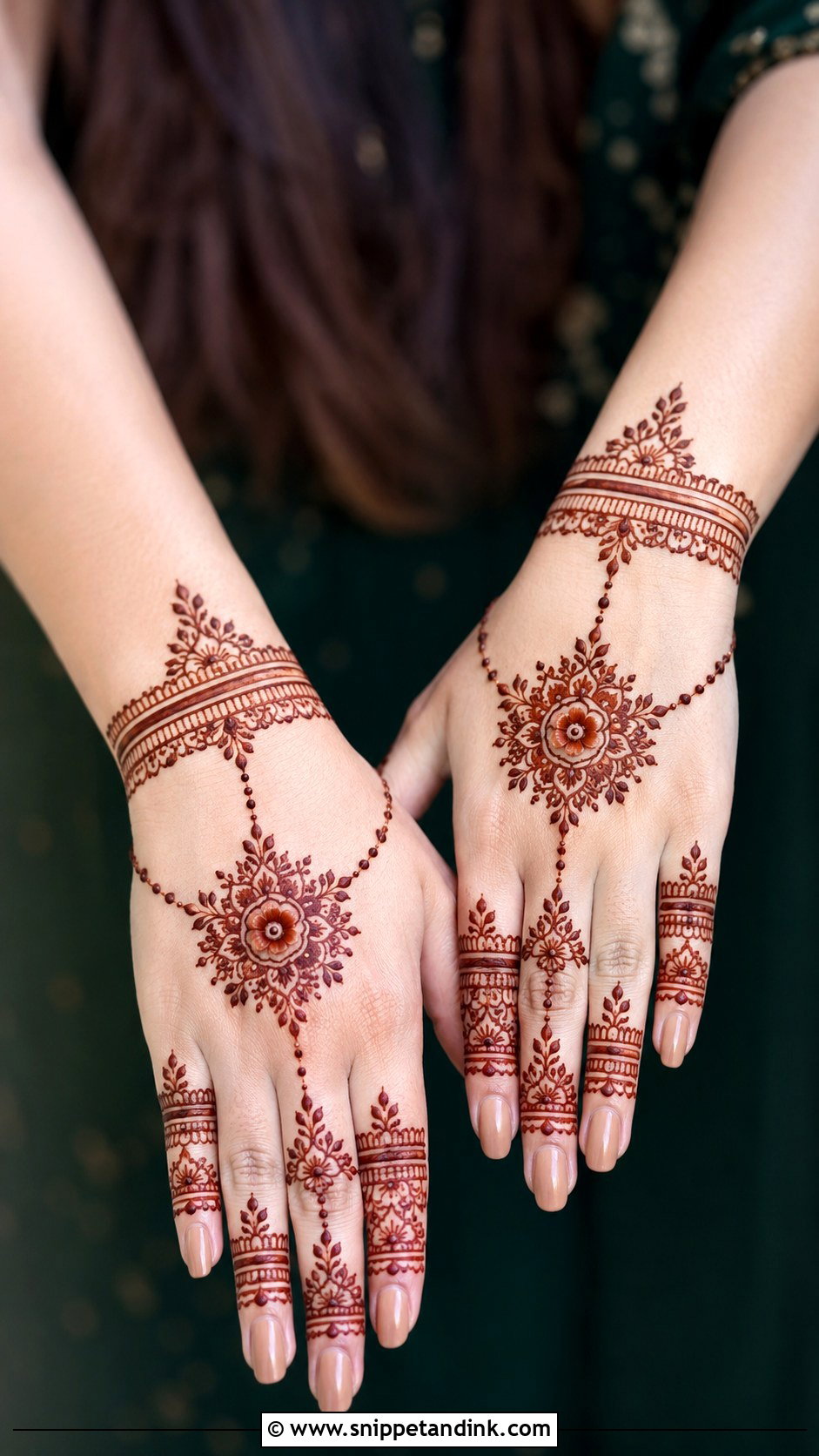 Jewelry Back Hand Mehndi Design - Snippet and Ink - 35 Trendy Back Hand Mehndi Designs