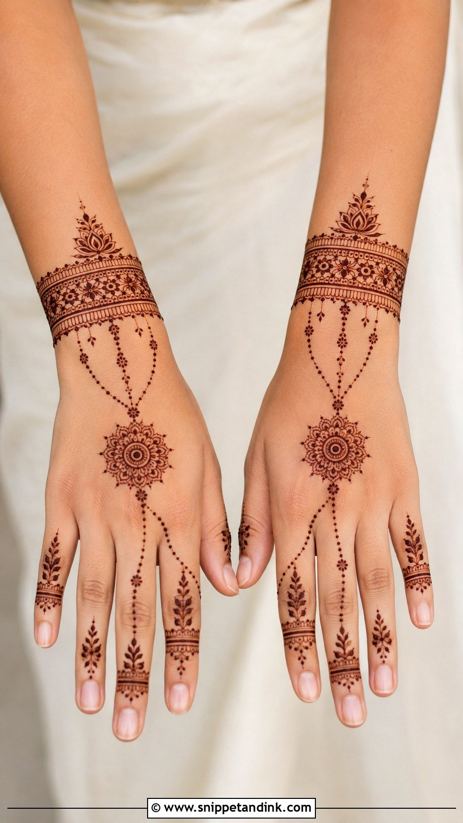Jewelry Back Hand Mehndi Design - Snippet and Ink - 30 Aesthetic Back Hand Mehndi Designs