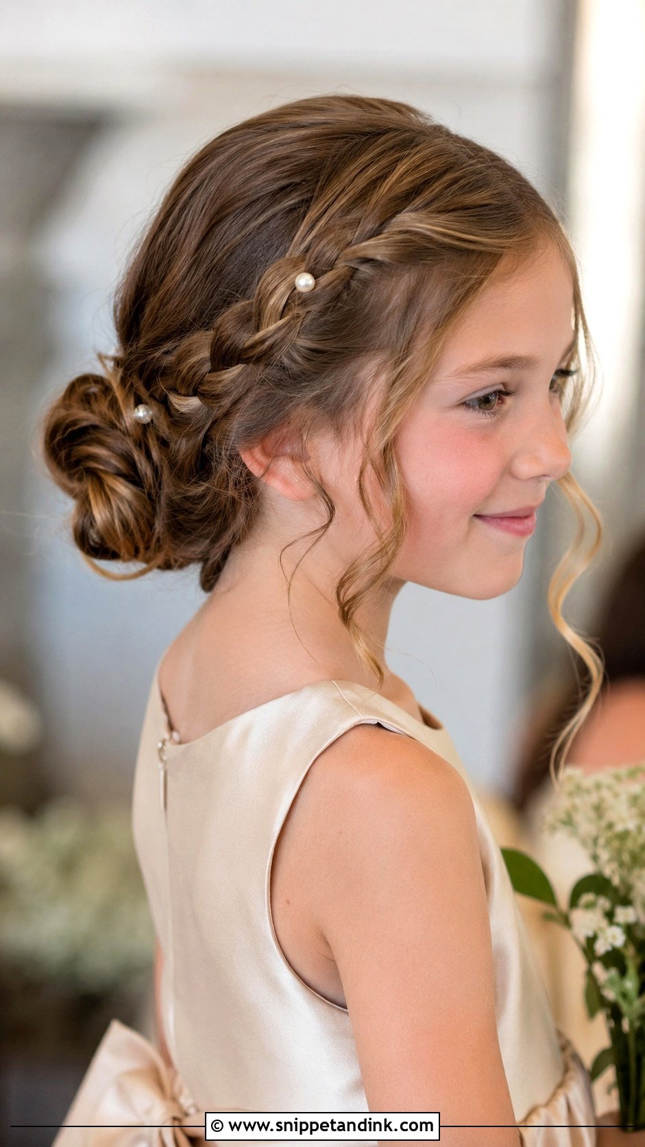 Junior Bridesmaid Braided Bun Hairstyle - Snippet and Ink - 25 Junior Bridesmaid Hairstyles