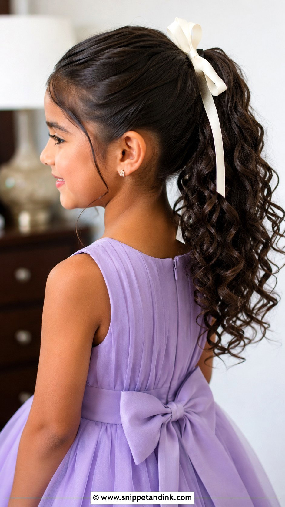 Junior Bridesmaid Curly Ponytail Hairstyle - Snippet and Ink - 25 Junior Bridesmaid Hairstyles