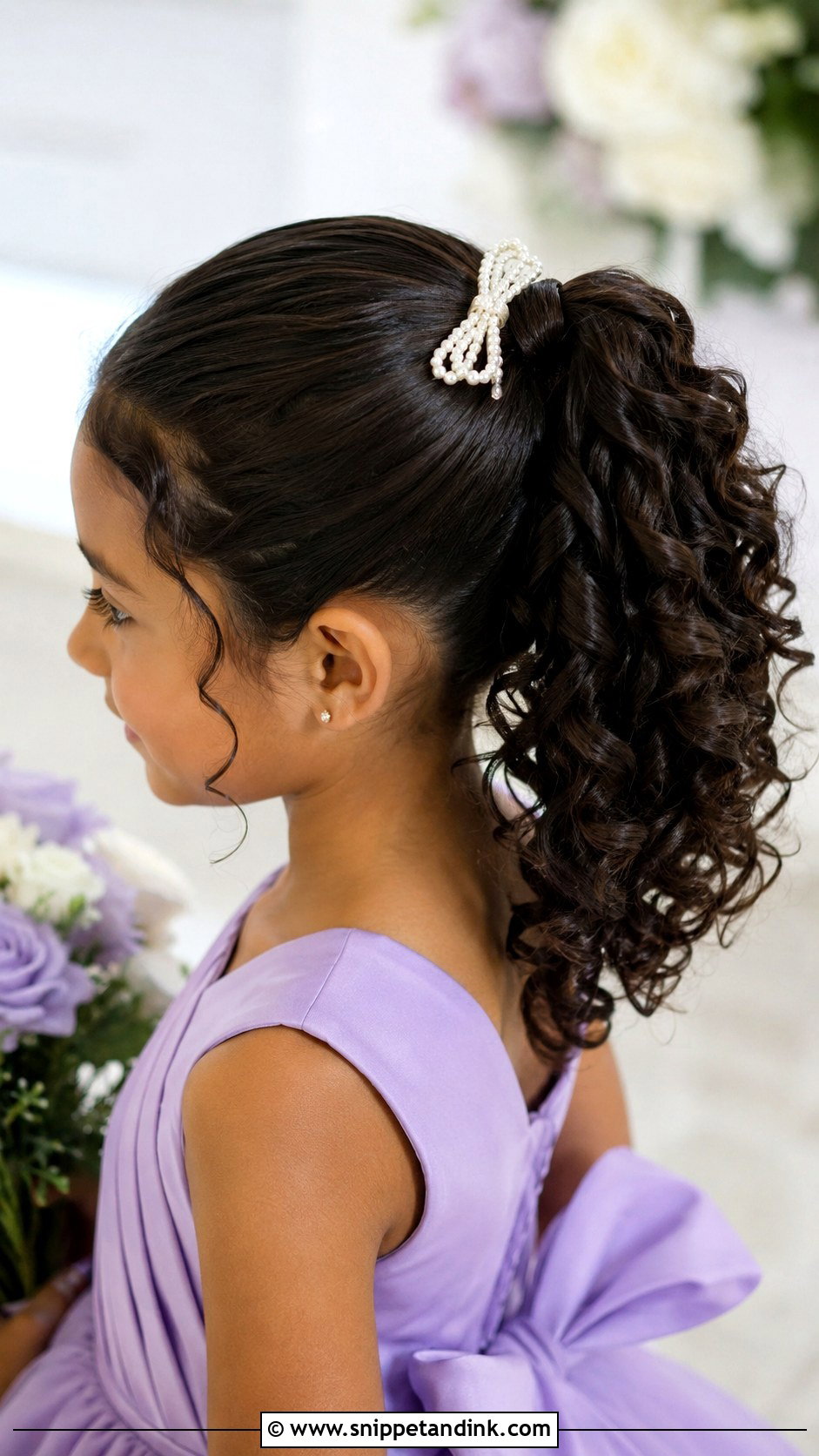 Junior Bridesmaid Curly Ponytail - Snippet and Ink - 25 Junior Bridesmaid Hair Ideas