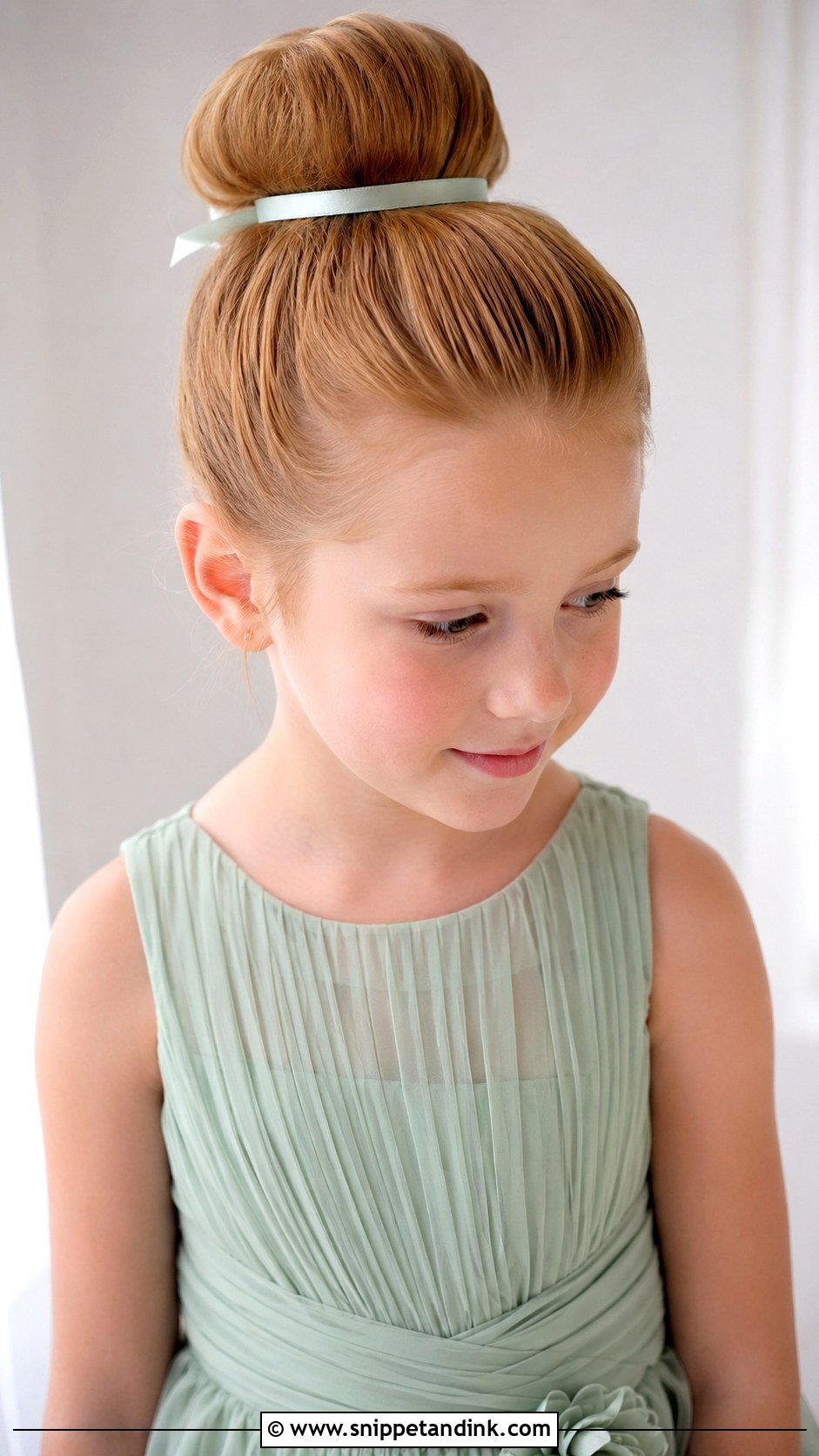 Junior Bridesmaid High Bun Updo - Snippet and Ink - 20 Junior Bridesmaid Hair Updo Ideas