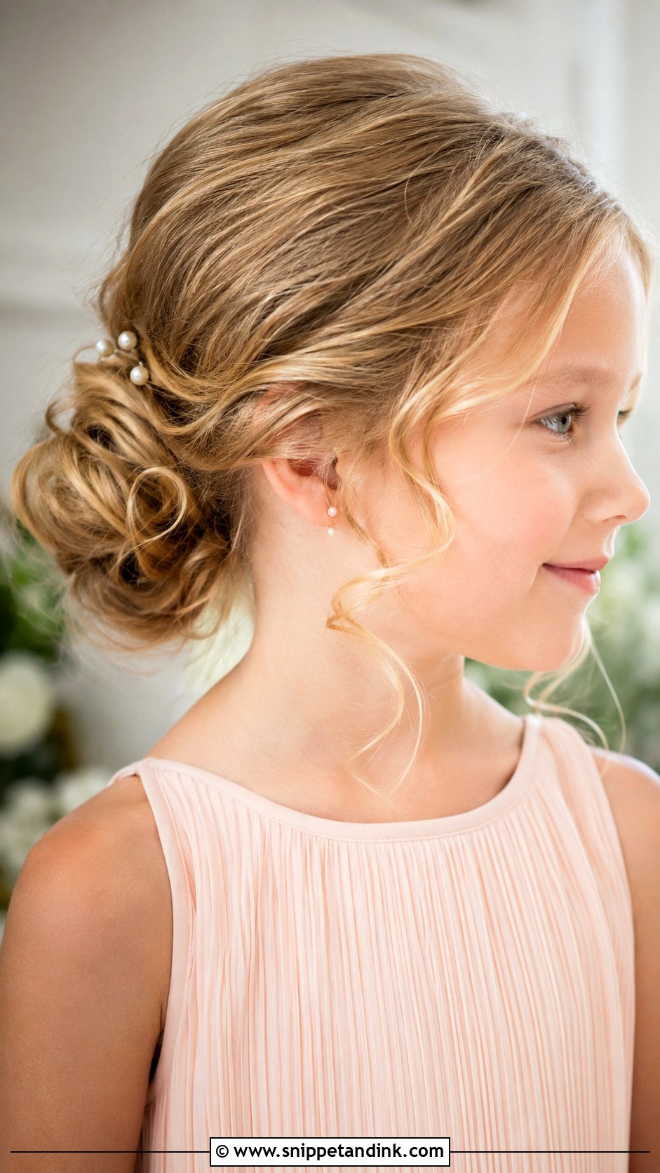 Junior Bridesmaid Low Bun Updo - Snippet and Ink - 20 Junior Bridesmaid Hair Updo Ideas