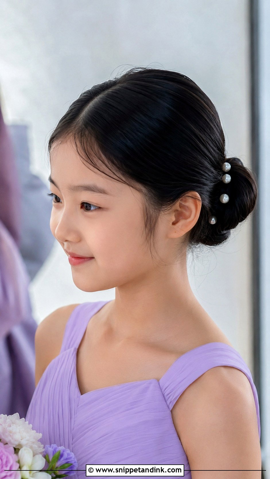 Junior Bridesmaid Sleek Bun Updo - Snippet and Ink - 20 Junior Bridesmaid Hair Updo Ideas