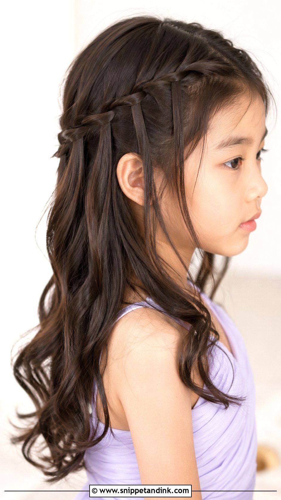 Junior Bridesmaid Waterfall Braid Hairstyle - Snippet and Ink - 25 Junior Bridesmaid Hairstyles