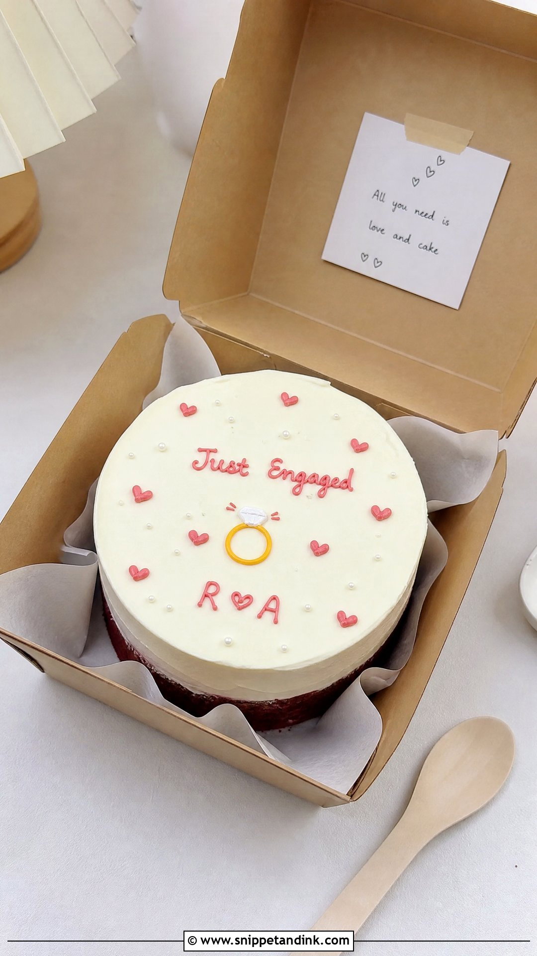 Just Engaged Bento Cake - Snippet and Ink - 20 Just Engaged Cake Ideas
