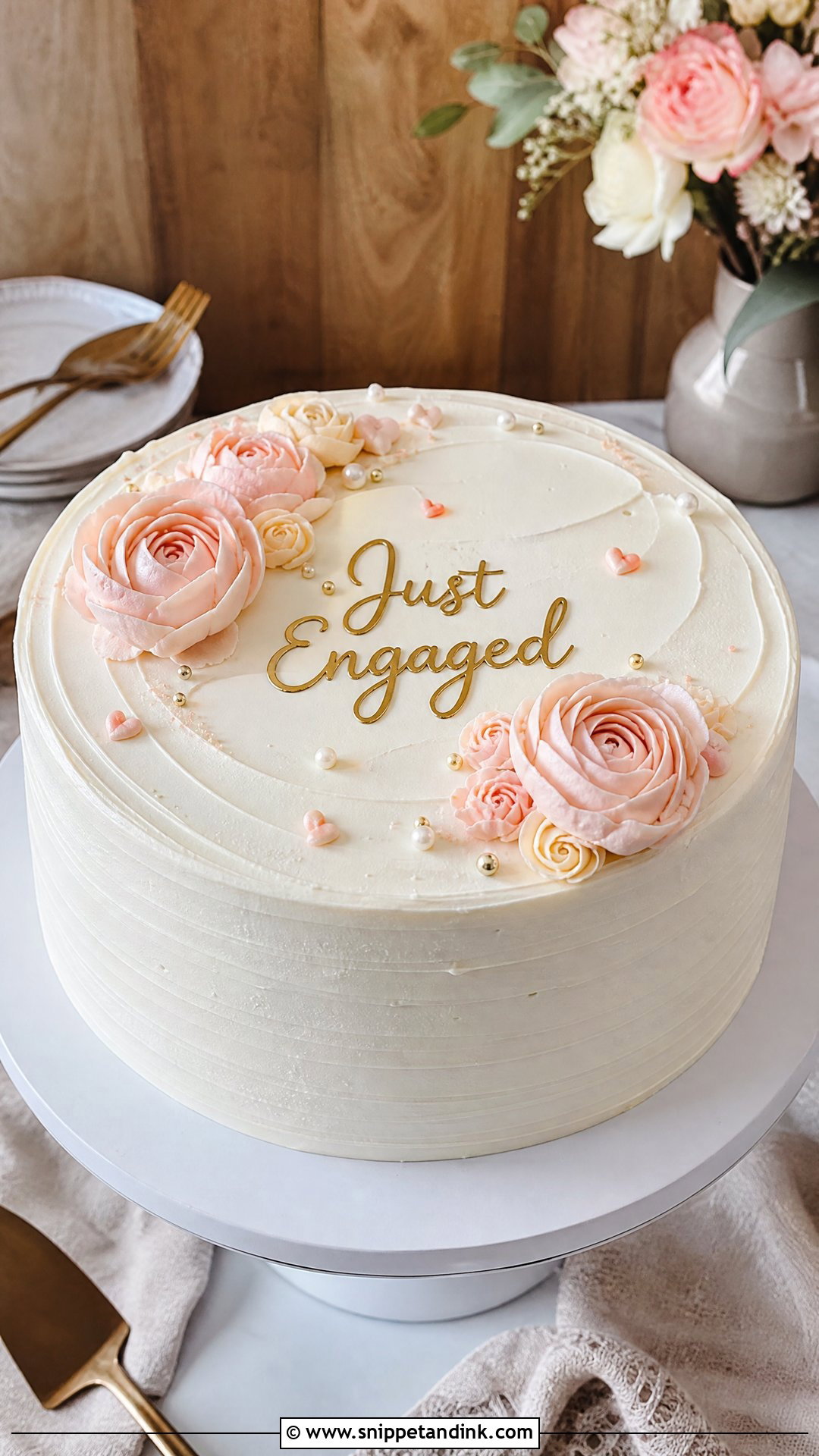 Just Engaged Buttercream Cake - Snippet and Ink - 20 Just Engaged Cake Ideas
