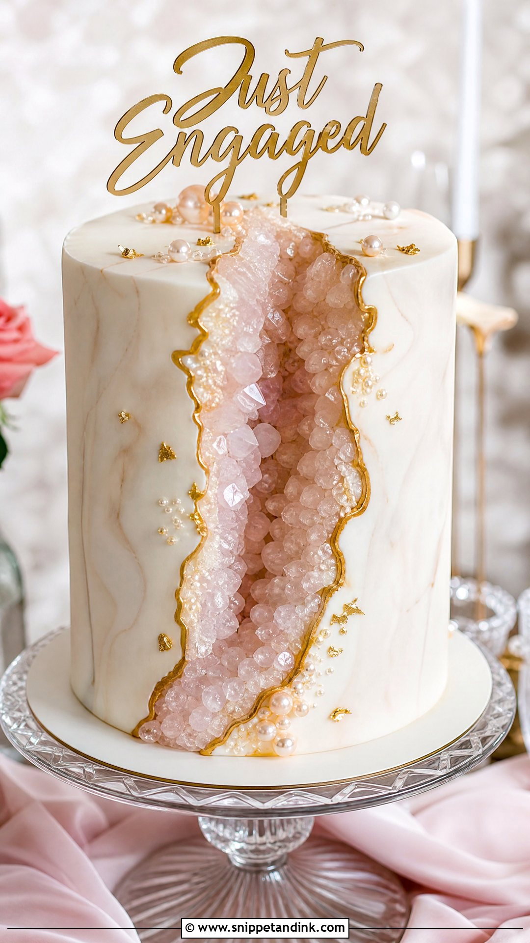 Just Engaged Geode Cake - Snippet and Ink - 20 Just Engaged Cake Ideas