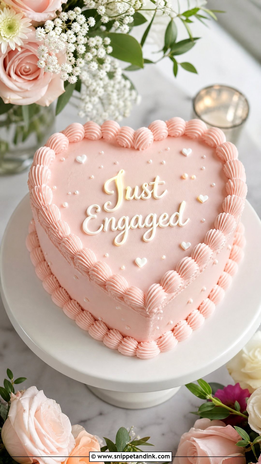 Just Engaged Heart Cake - Snippet and Ink - 20 Just Engaged Cake Ideas
