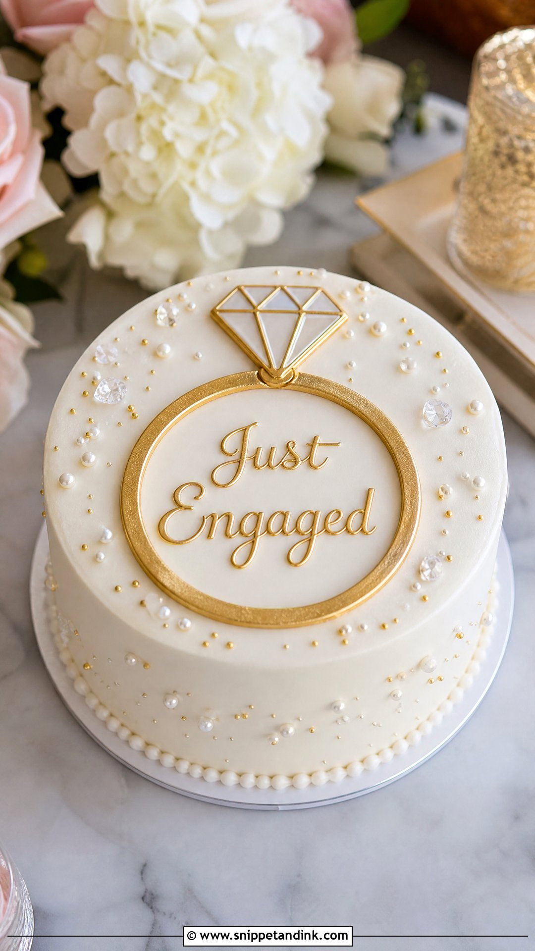 Just Engaged Ring Cake - Snippet and Ink - 20 Just Engaged Cake Ideas