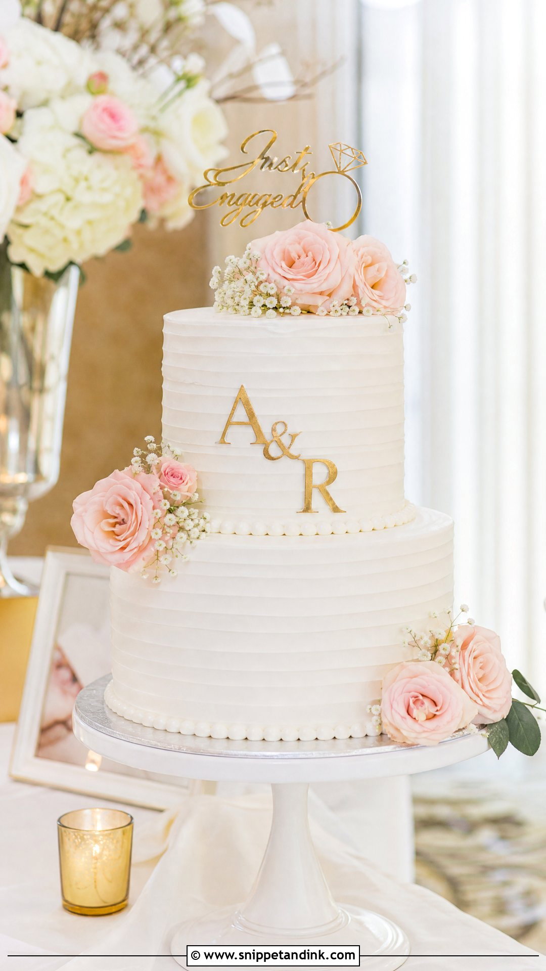 Just Engaged Two Tier Cake - Snippet and Ink - 20 Just Engaged Cake Ideas