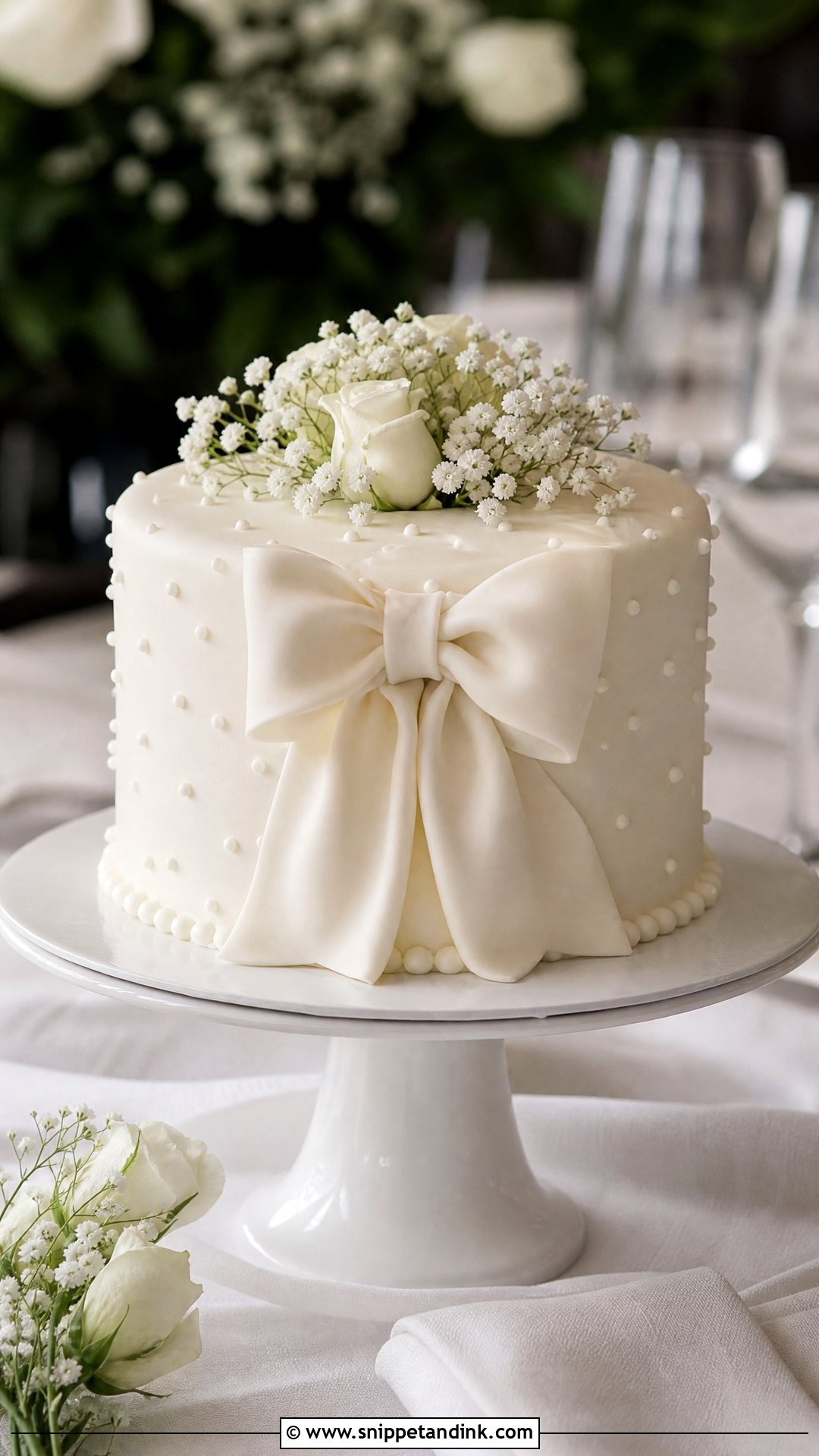 Just Married Bow Cake - Snippet and Ink - 30 Just Married Cake Ideas