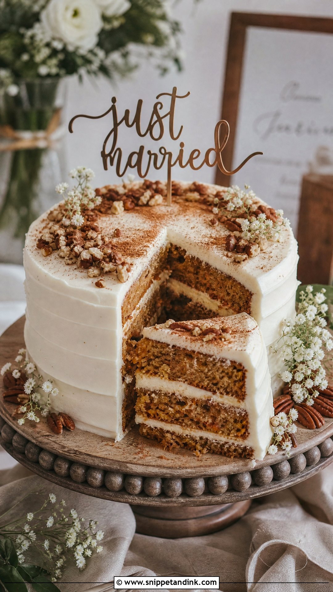 Just Married Carrot Cake - Snippet and Ink - 30 Just Married Cake Ideas