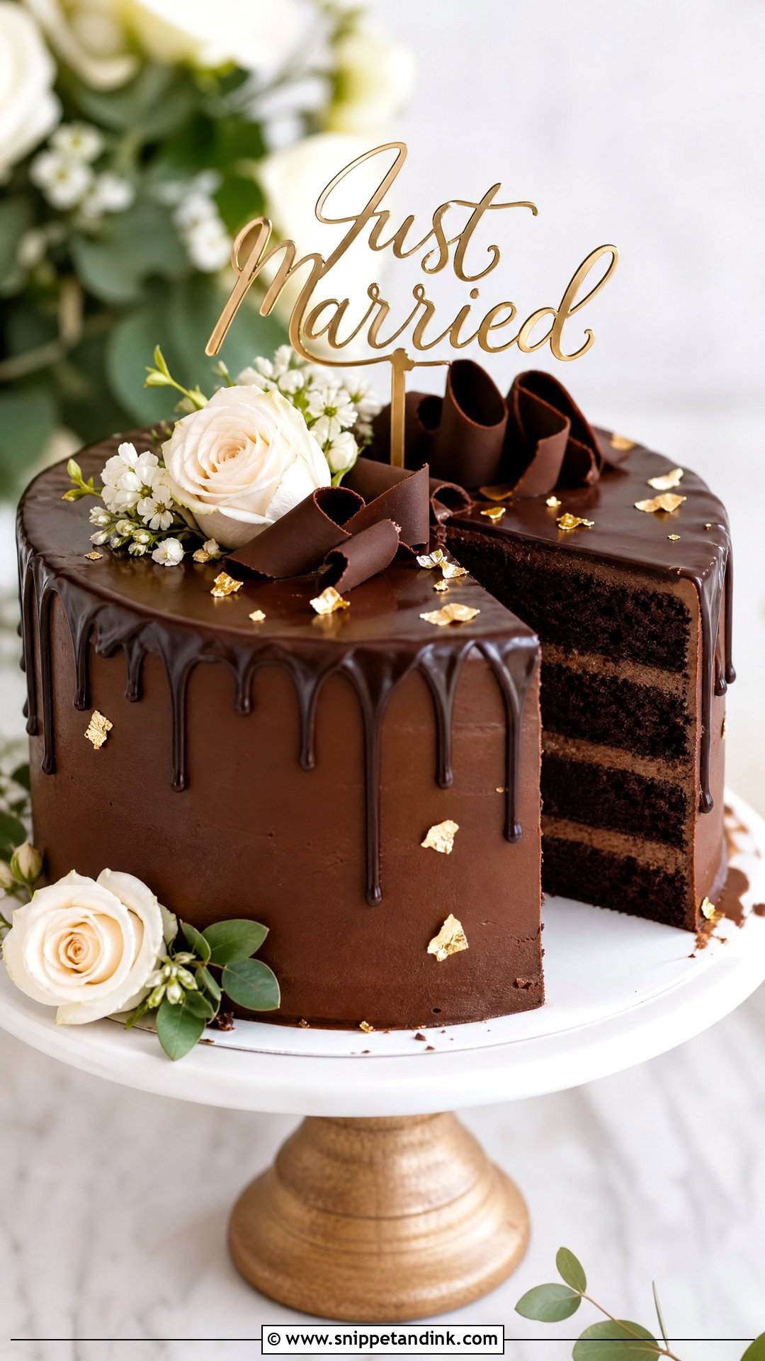 Just Married Chocolate Cake - Snippet and Ink - 30 Just Married Cake Ideas