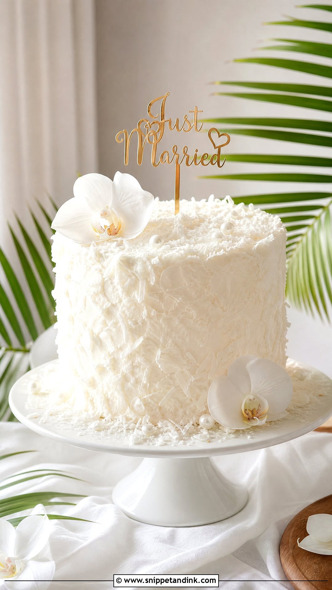 Just Married Coconut Cake - Snippet and Ink - 30 Just Married Cake Ideas