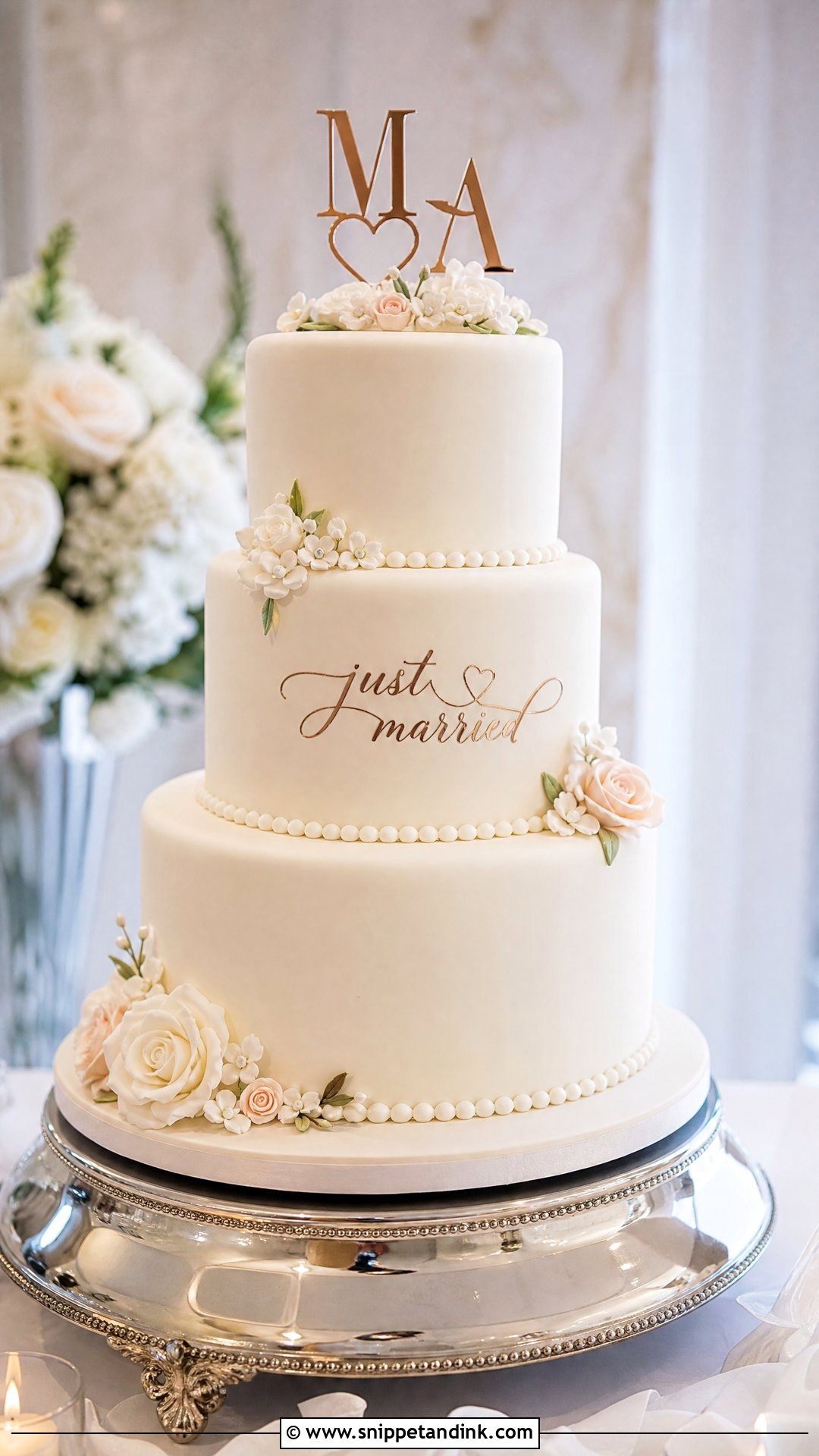 Just Married Fondant Cake - Snippet and Ink - 30 Just Married Cake Ideas