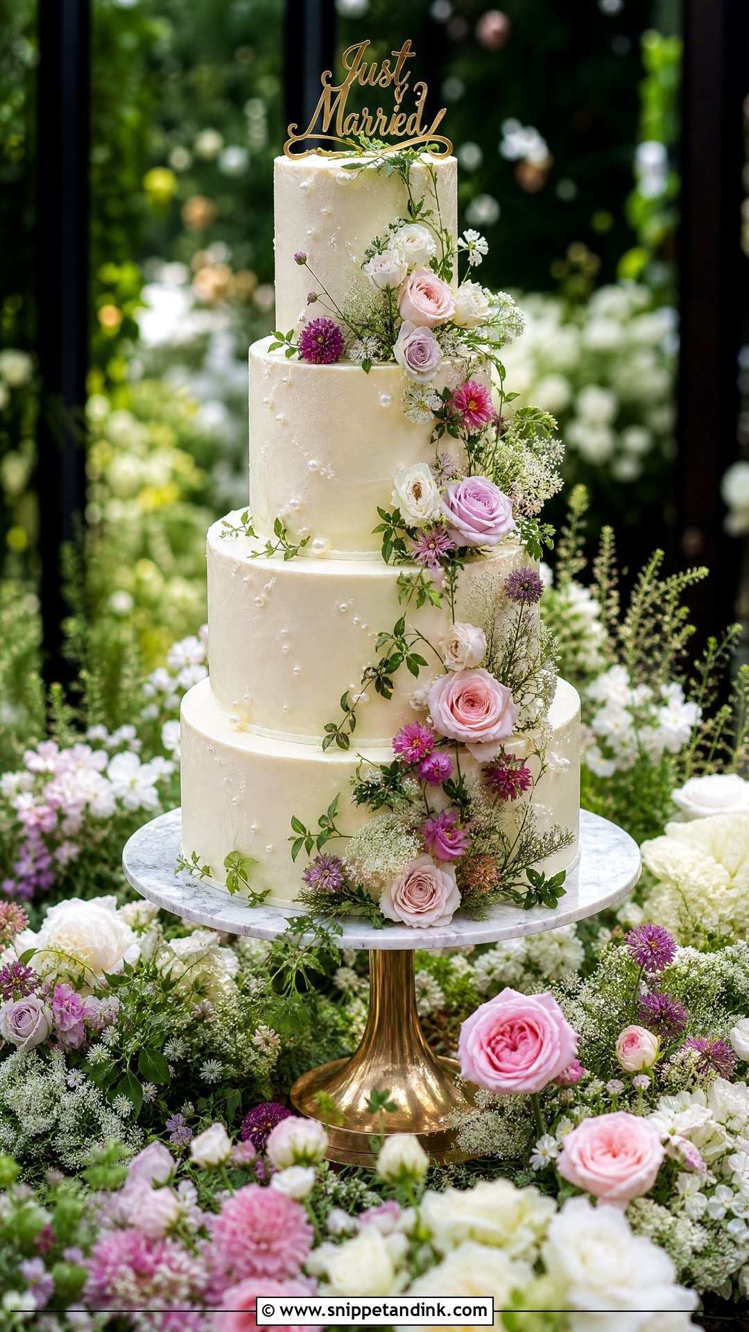 Just Married Garden Cake - Snippet and Ink - 30 Just Married Cake Ideas