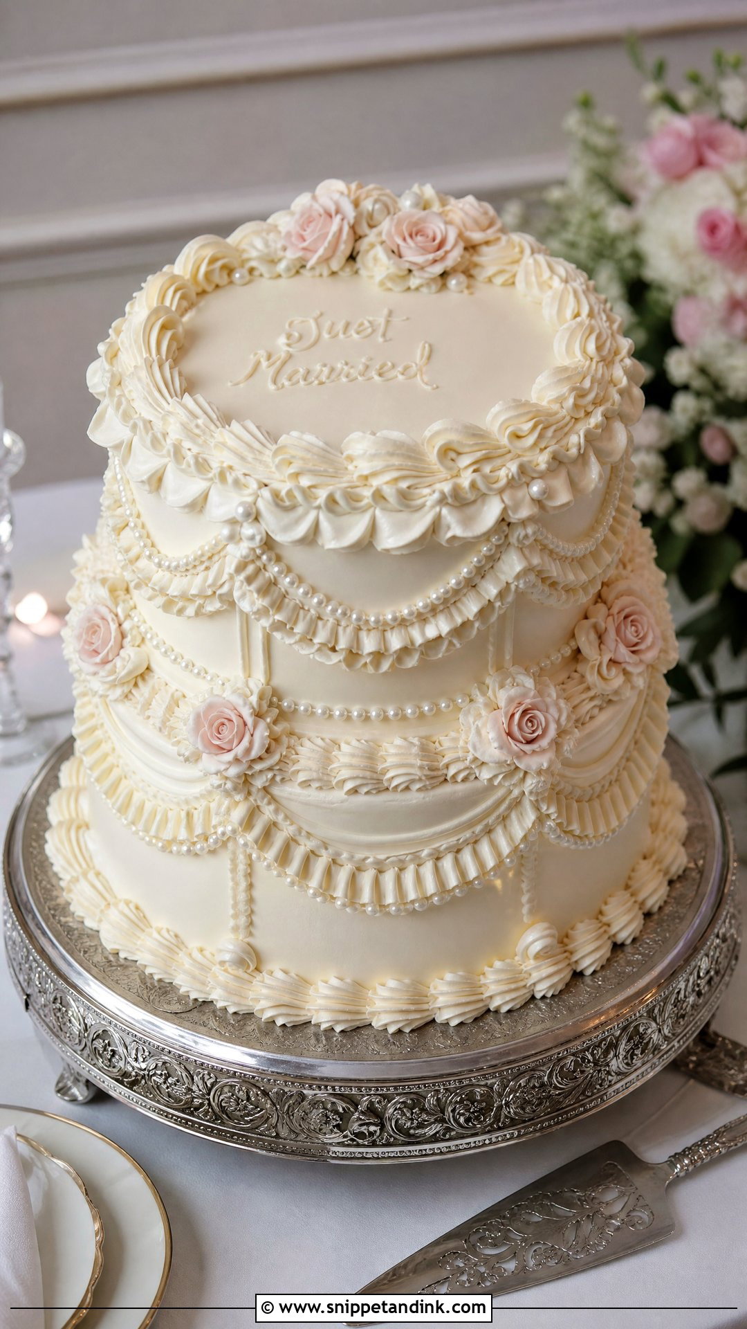 Just Married Lambeth Cake - Snippet and Ink - 30 Just Married Cake Ideas