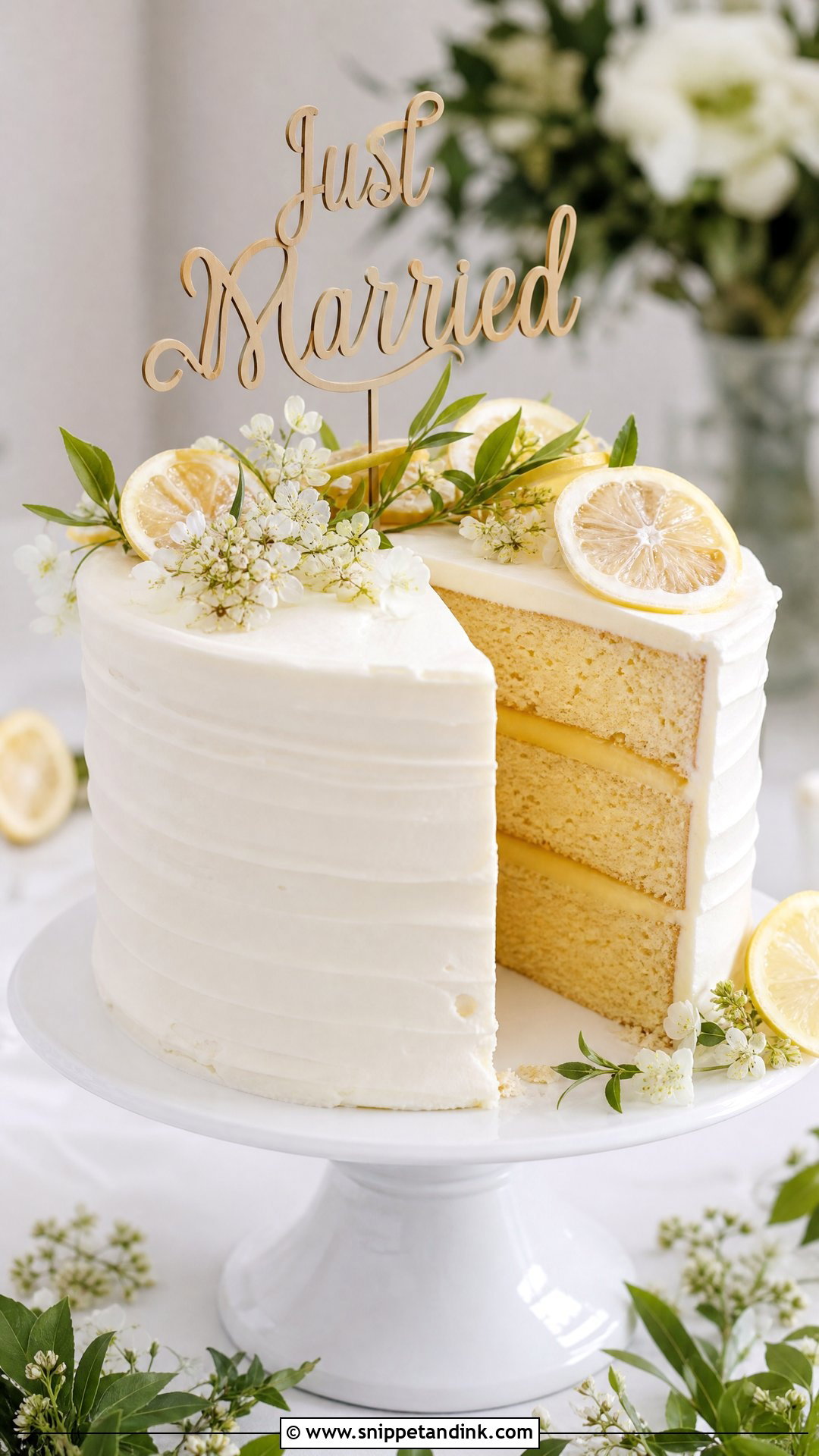 Just Married Lemon Cake - Snippet and Ink - 30 Just Married Cake Ideas