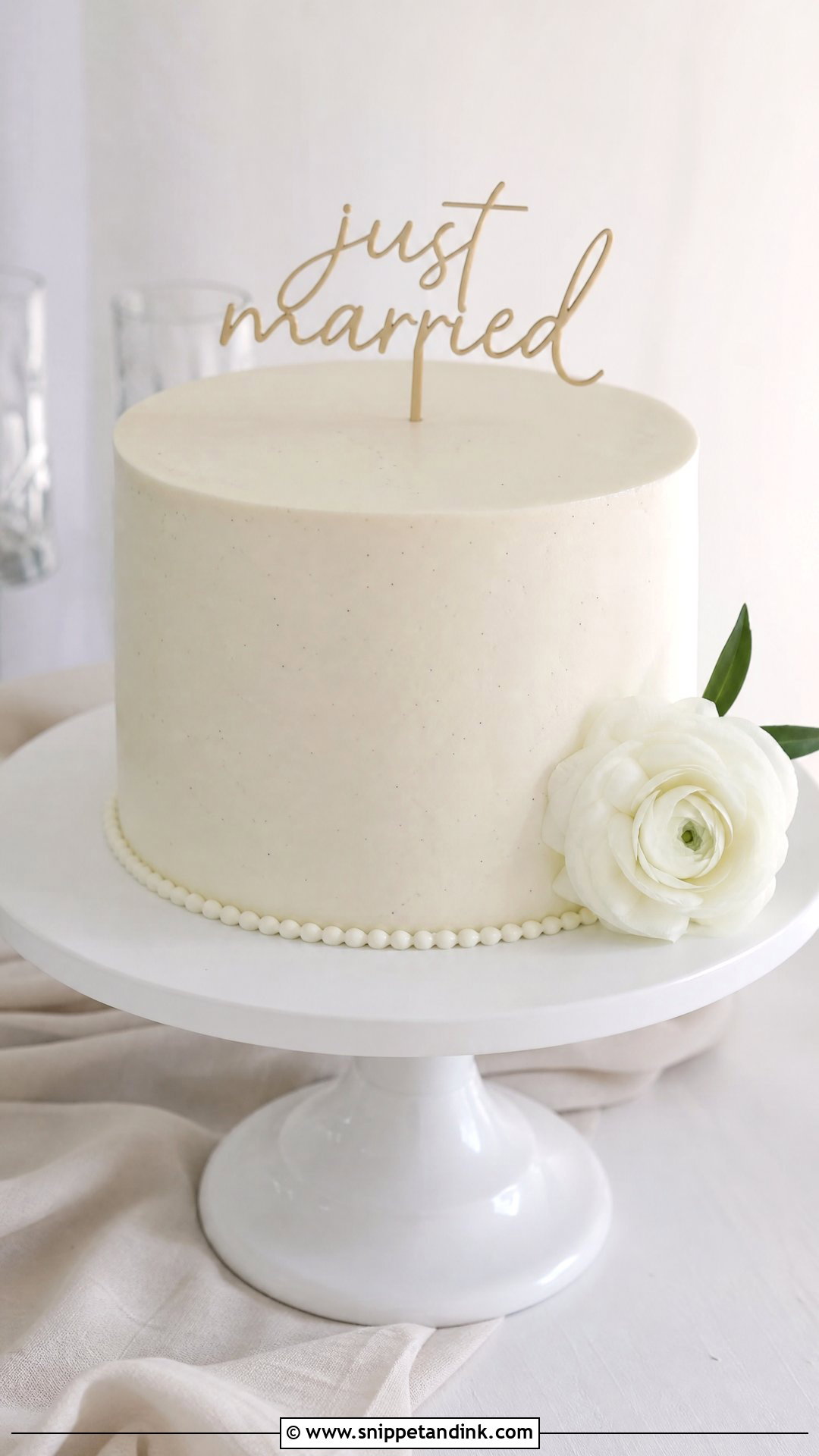 Just Married Minimalist Cake - Snippet and Ink - 30 Just Married Cake Ideas