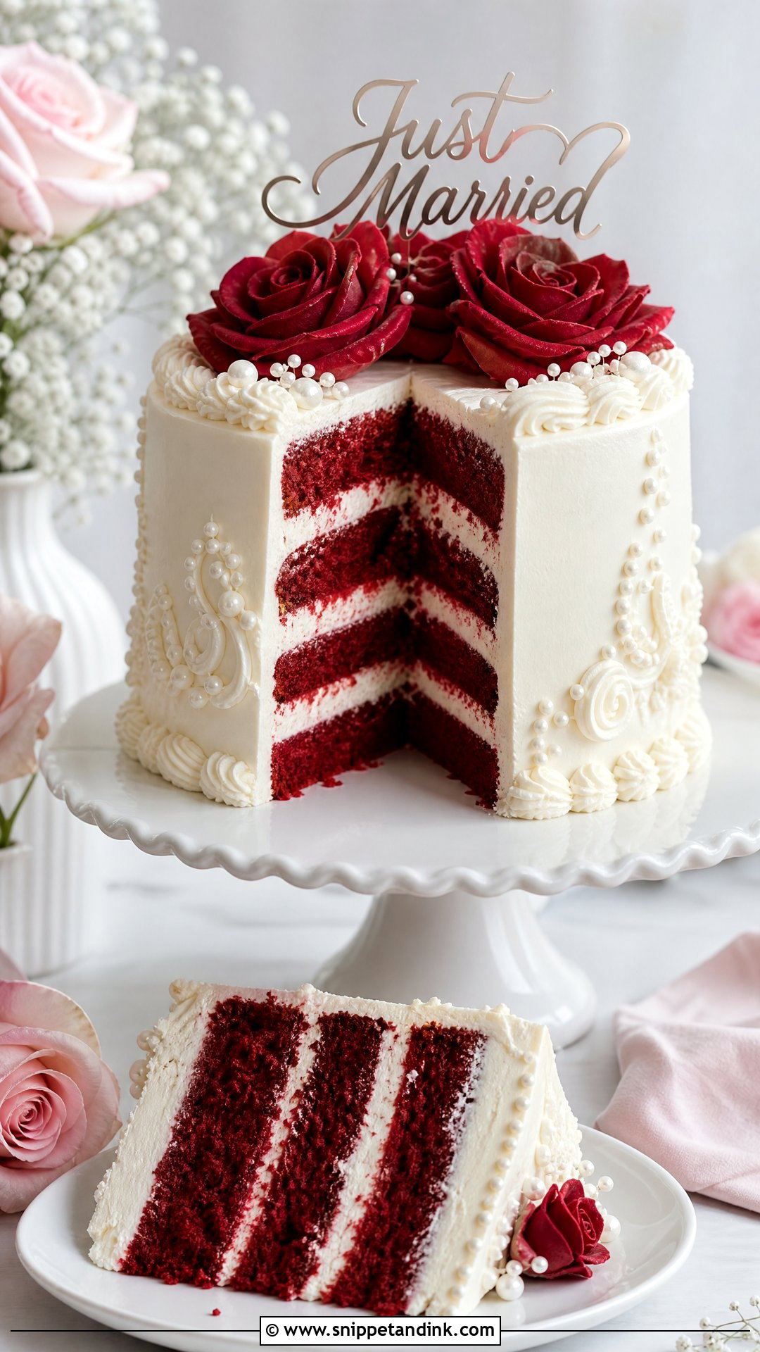 Just Married Red Velvet Cake - Snippet and Ink - 30 Just Married Cake Ideas