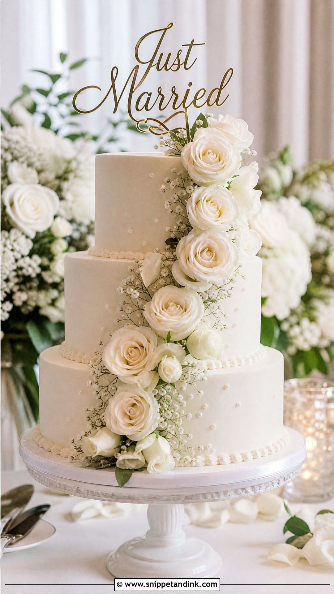 Just Married Tiered Cake - Snippet and Ink - 30 Just Married Cake Ideas