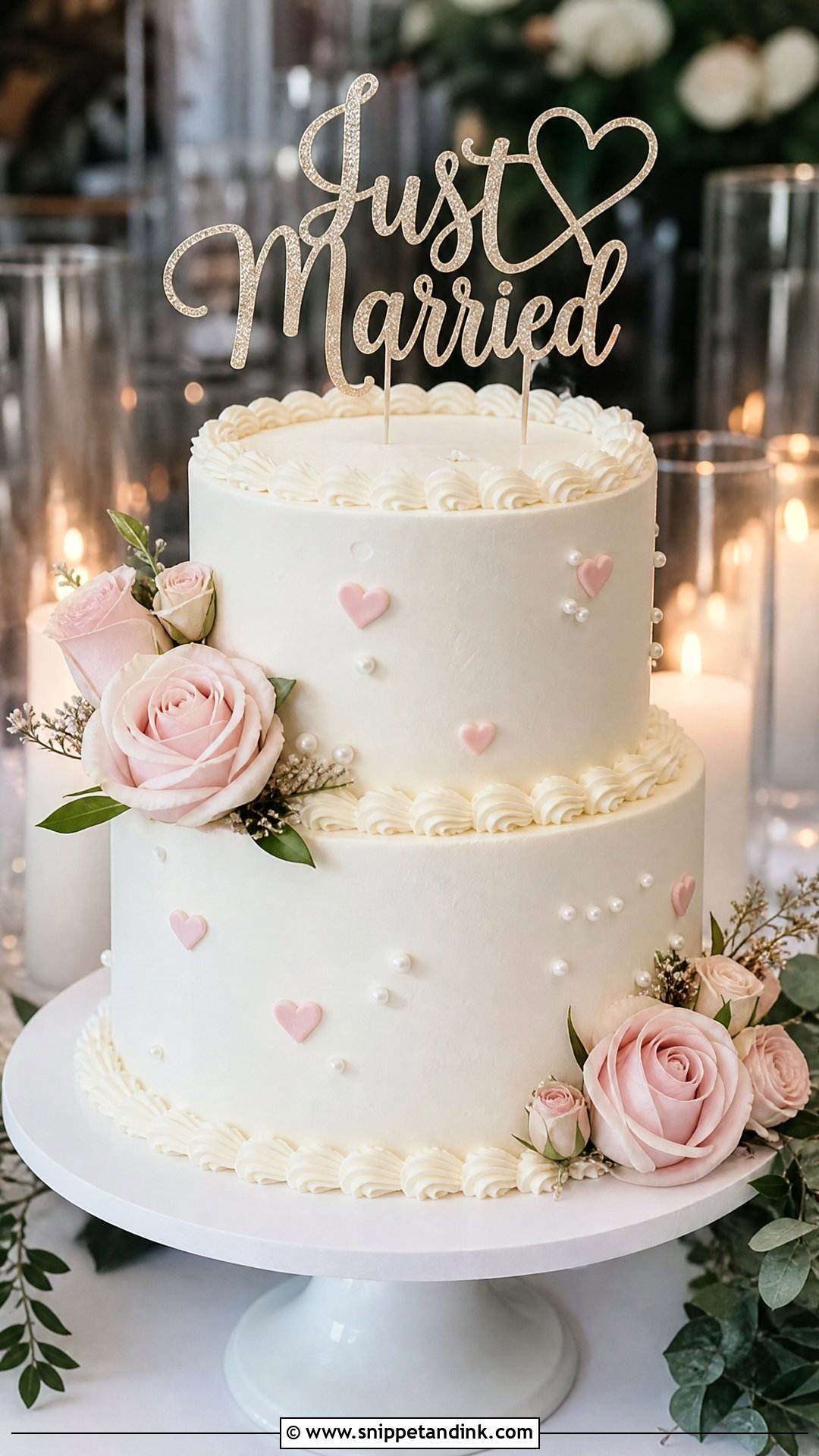 Just Married Wedding Cake - Snippet and Ink - 20 Send Off Cake Ideas for Wedding