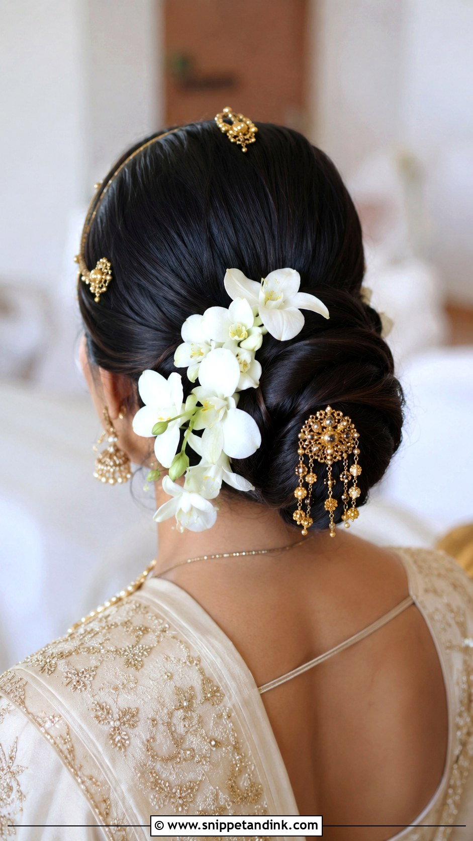 Kandyan Bridal Bun With Orchid Flowers - Snippet and Ink - 15 Kandyan Bridal Hairstyles