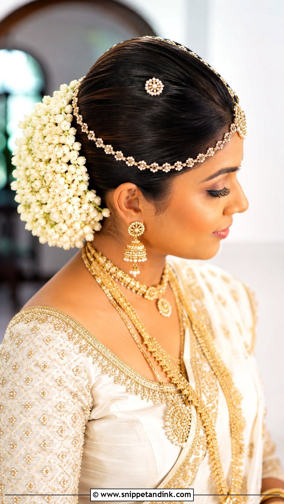 Kandyan Bride Bun With Jasmine - Snippet and Ink - 15 Modern Kandyan Bride Hairstyles