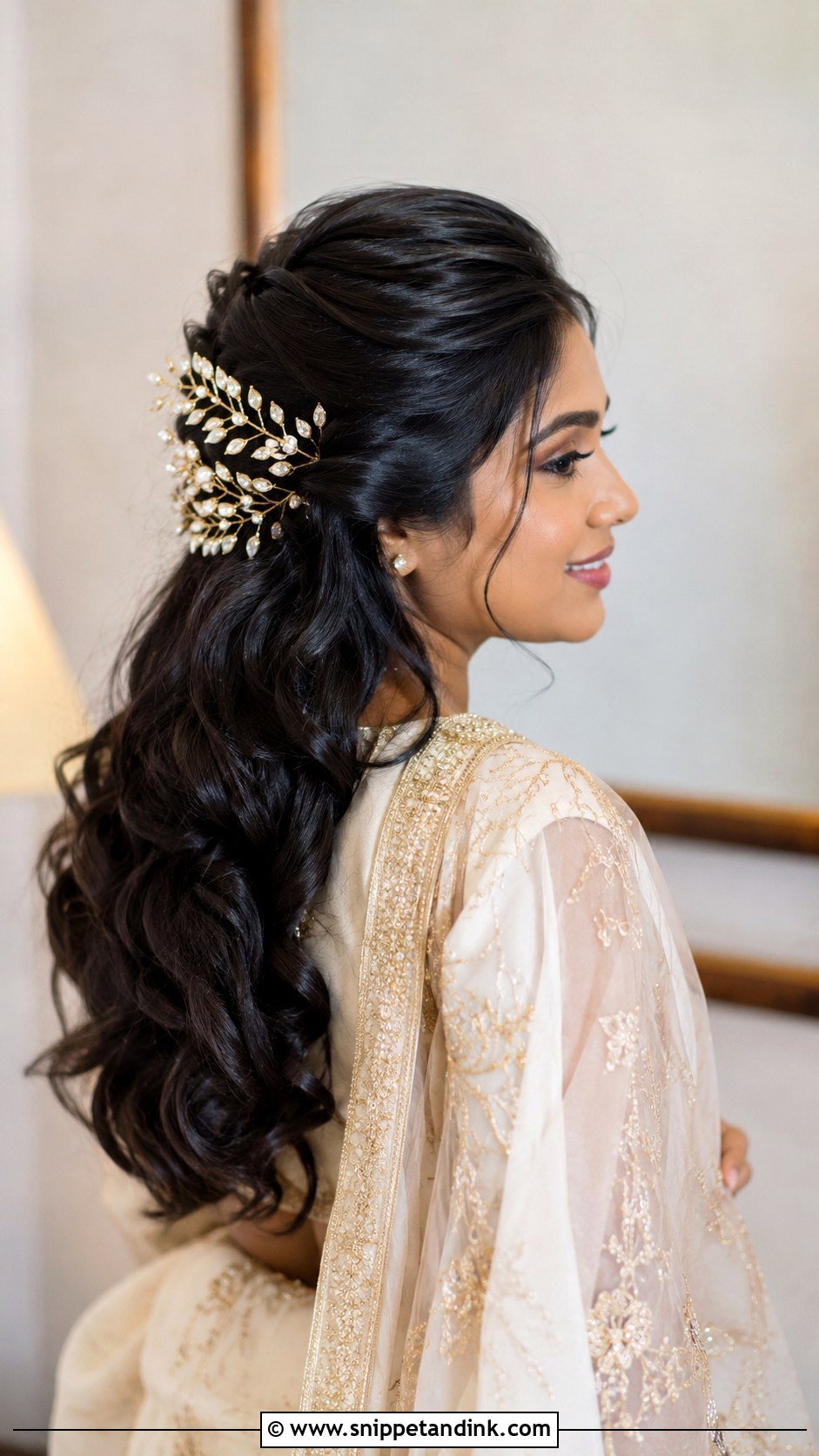 Kandyan Bride Half Up Hair - Snippet and Ink - 15 Modern Kandyan Bride Hairstyles
