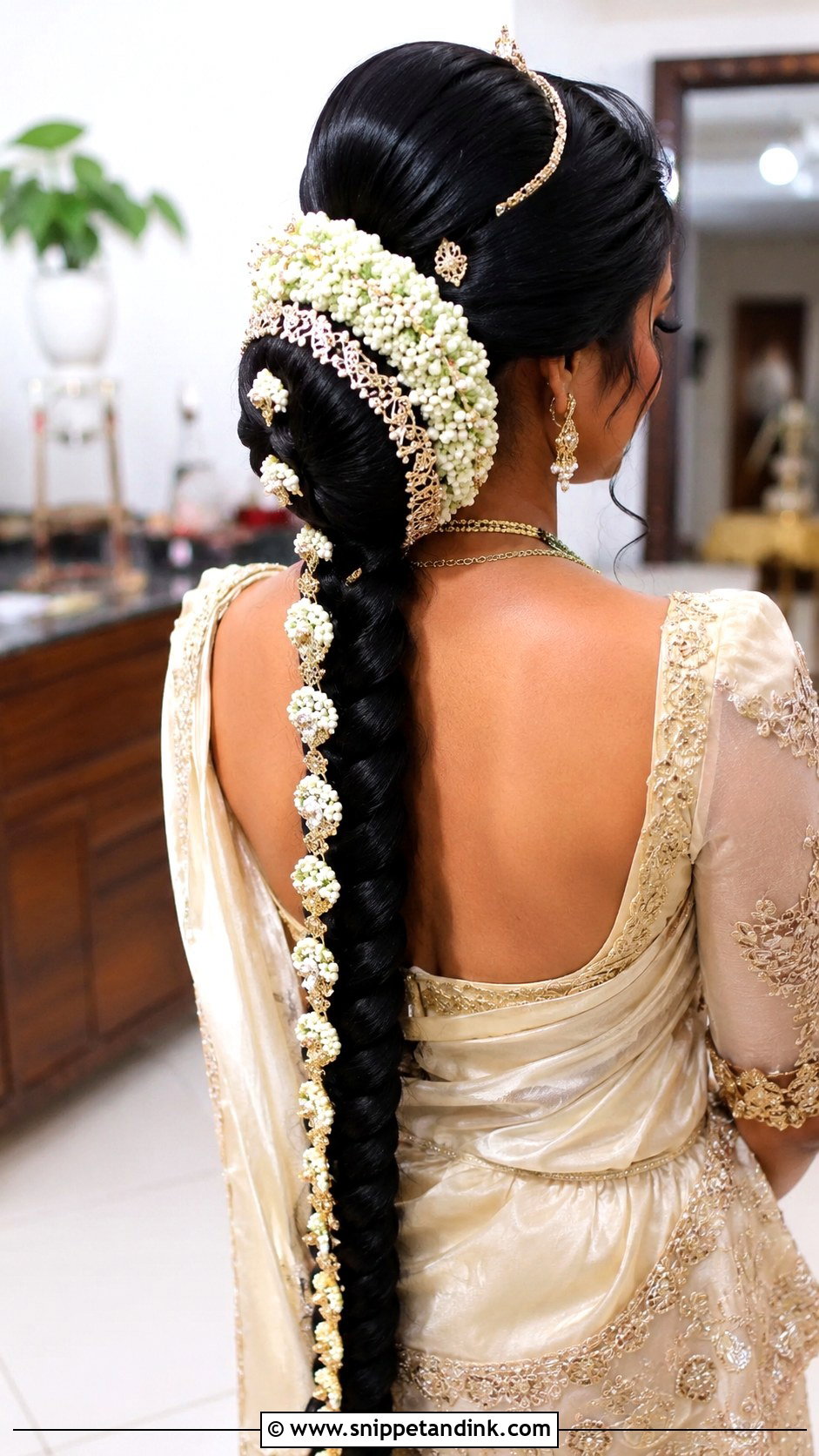 Kandyan Bride Long Braid - Snippet and Ink - 15 Modern Kandyan Bride Hairstyles