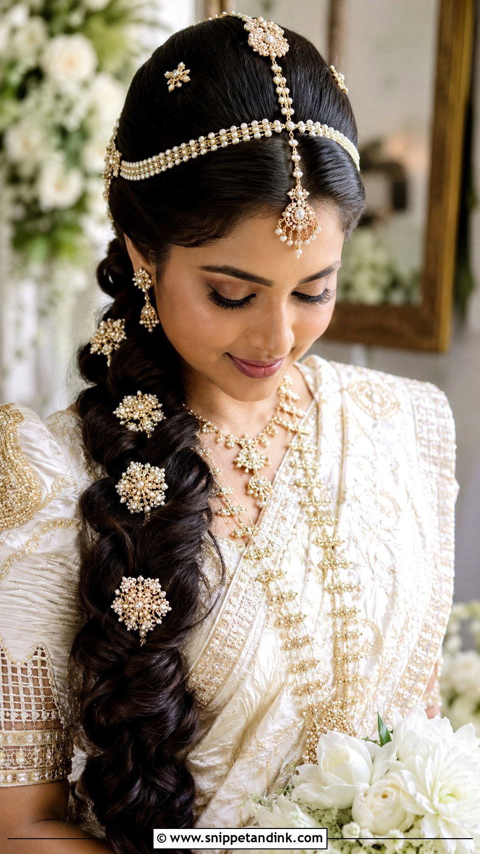 Kandyan Bride Side Braid - Snippet and Ink - 15 Modern Kandyan Bride Hairstyles