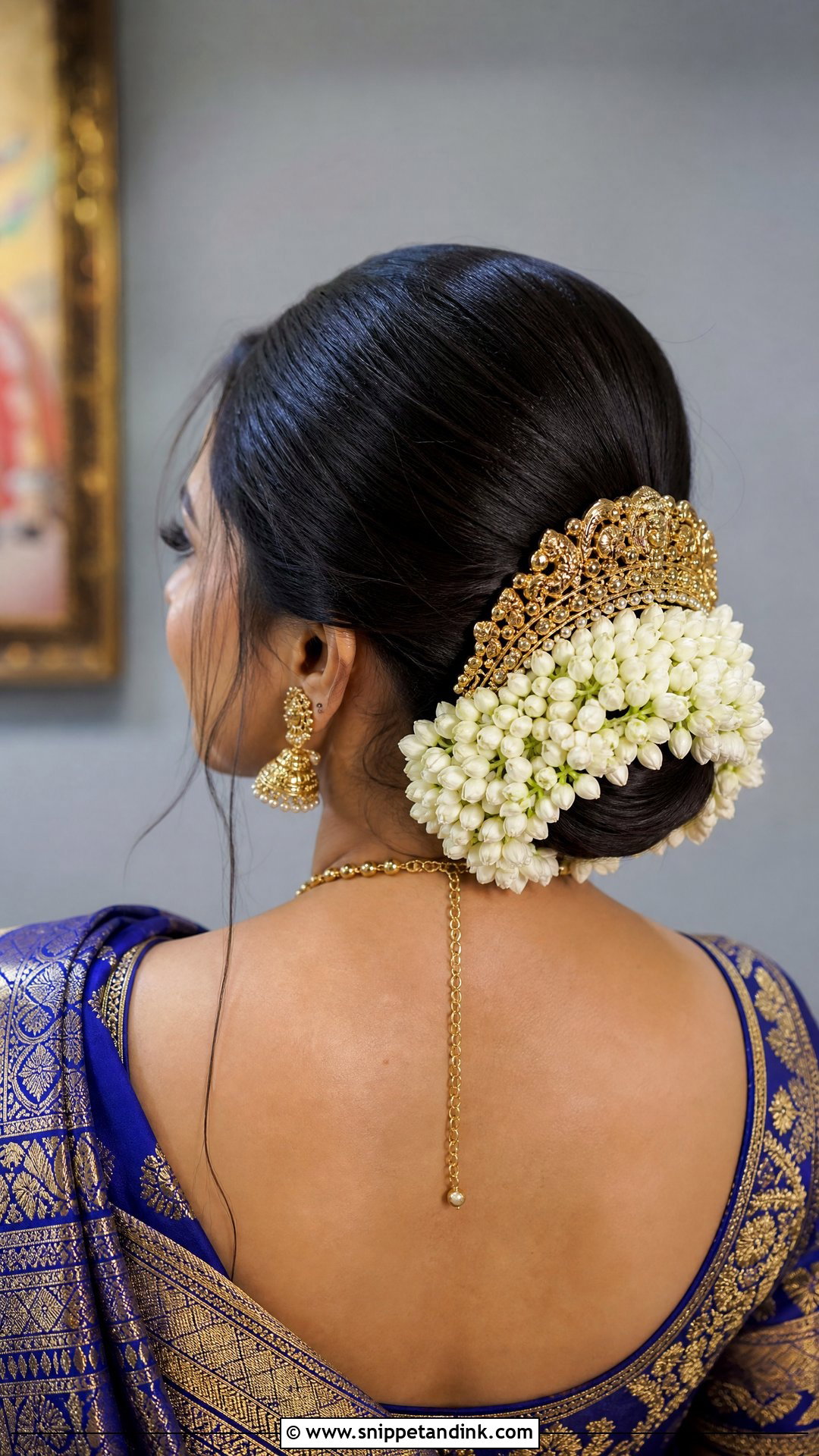 Kanjivaram Saree Bridal Bun - Snippet and Ink - 20 South Indian Wedding Bridal Hairstyle Ideas