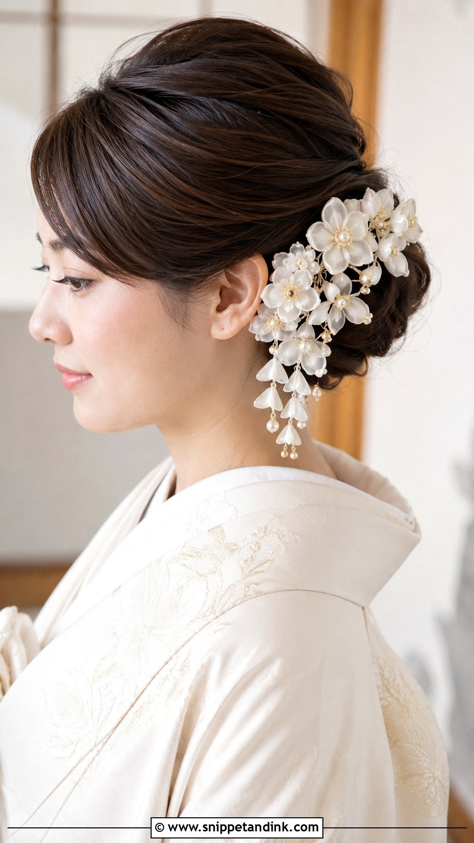 Kanzashi Wedding Updo - Snippet and Ink - 15 Japanese Wedding Hair Ideas