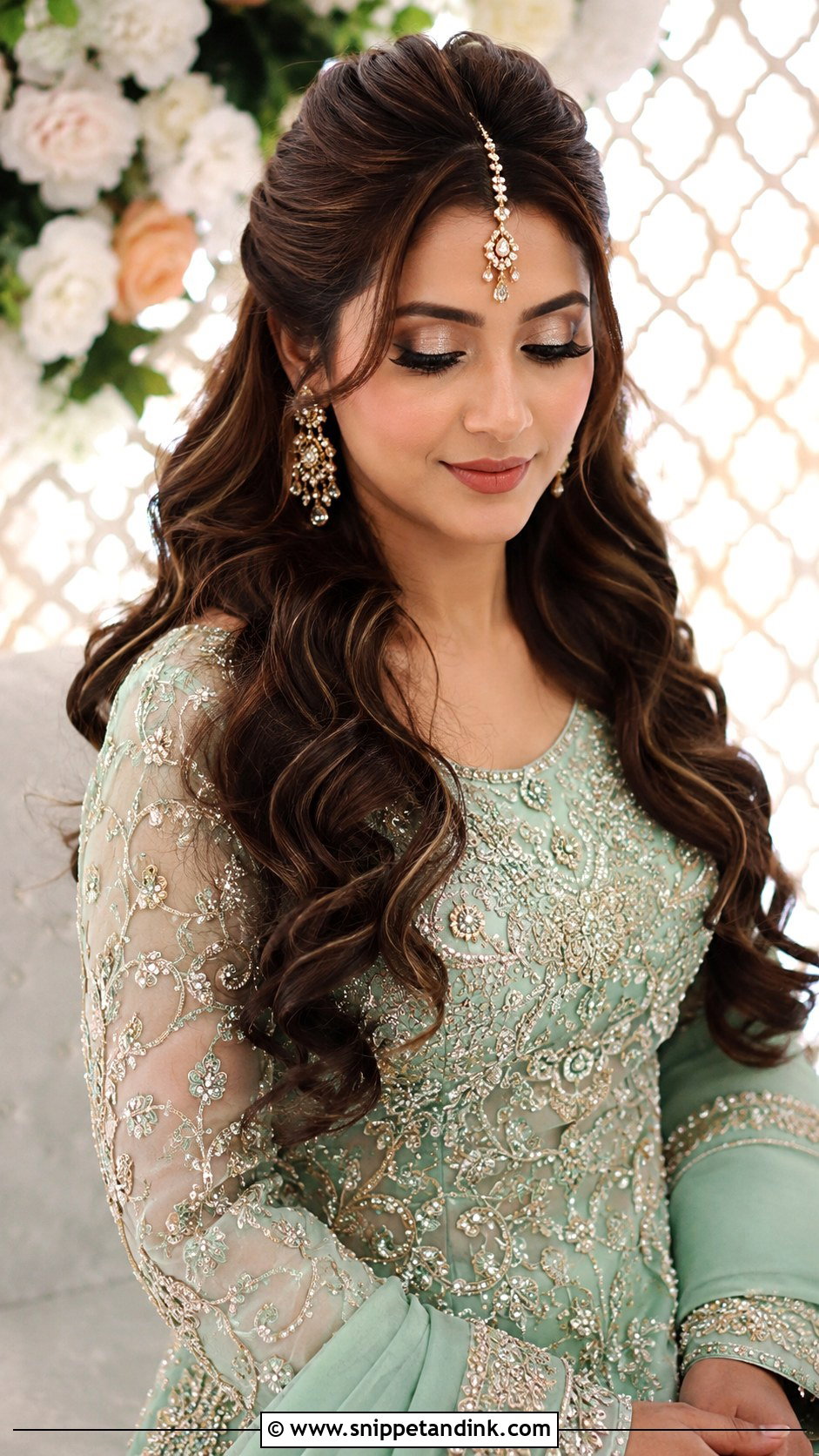 Kashees Bridal Half Up Curls - Snippet and Ink - 20 Kashees Bridal Hairstyle Ideas