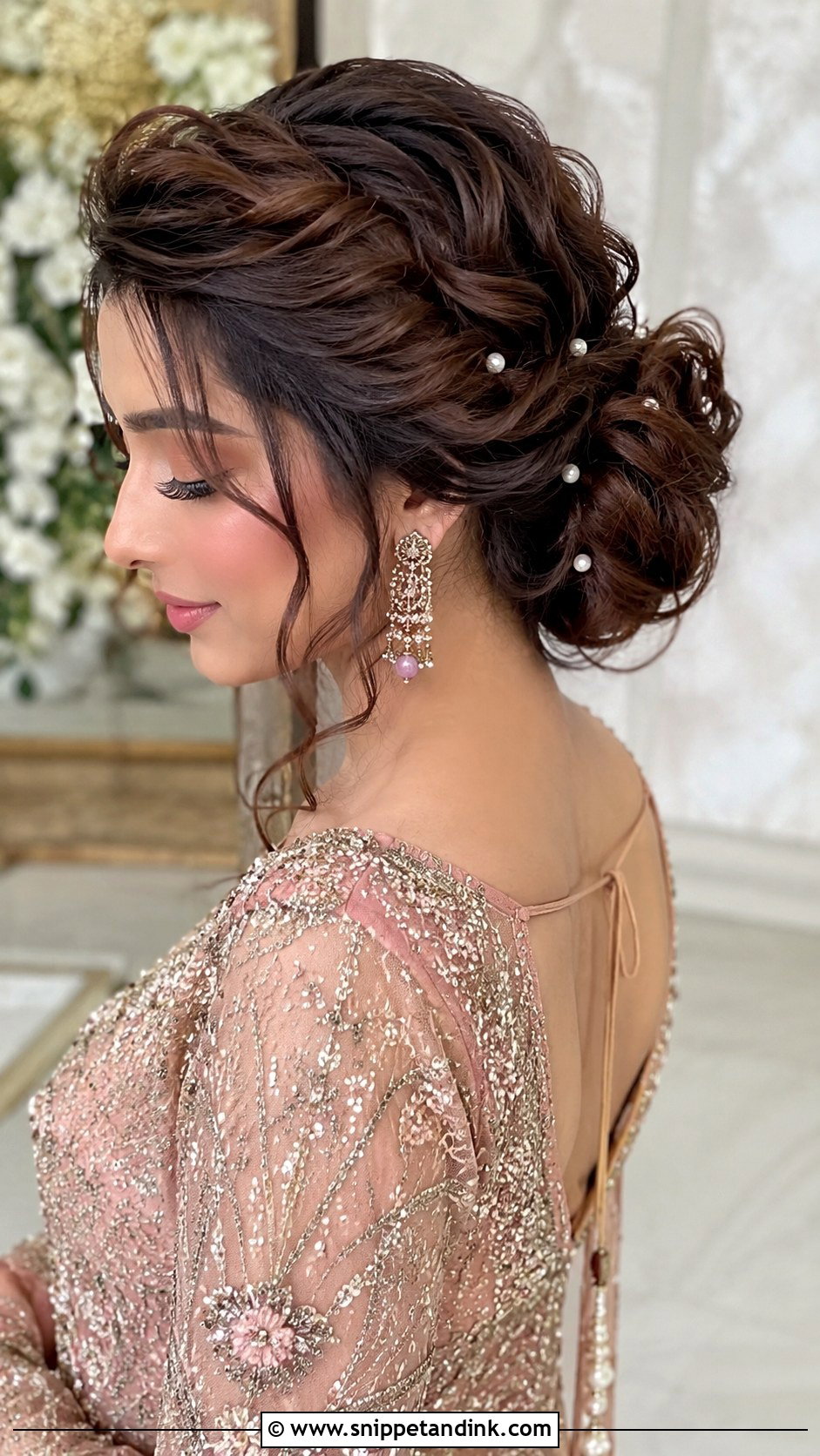 Kashees Bridal Messy Low Bun - Snippet and Ink - 20 Kashees Bridal Hairstyle Ideas