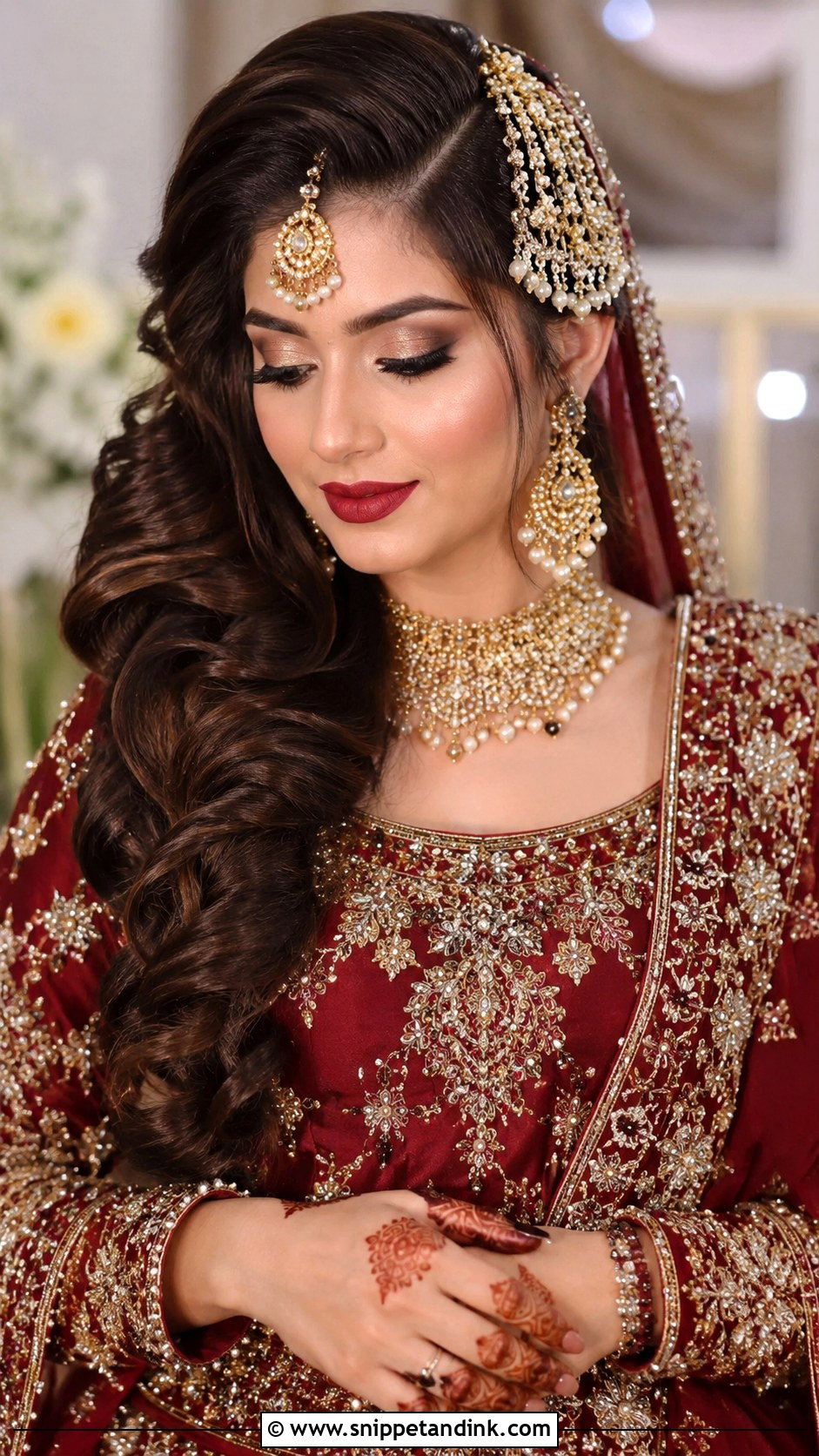 Kashees Bridal Side Swept Curls With Passa - Snippet and Ink - 20 Kashees Bridal Hairstyle Ideas