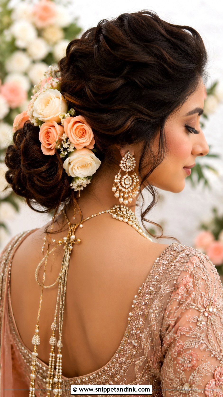 Kashees Bridal Soft Bun With Roses - Snippet and Ink - 20 Kashees Bridal Hairstyle Ideas
