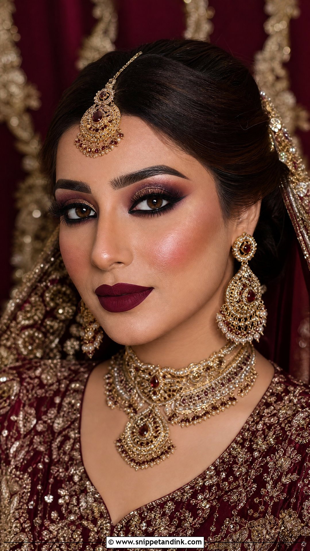 Kashees Maroon Bridal Makeup - Snippet and Ink - 20 Kashees Bridal Makeup Ideas