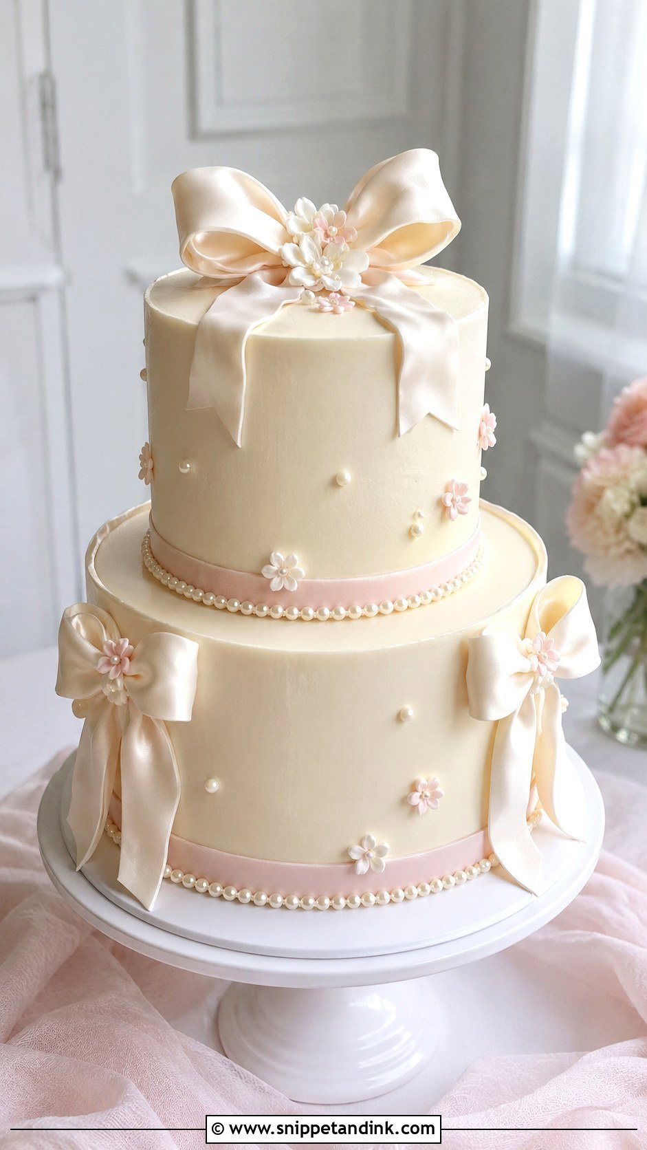 Kawaii Bow Wedding Cake - Snippet and Ink - 20 Kawaii Wedding Cake Ideas