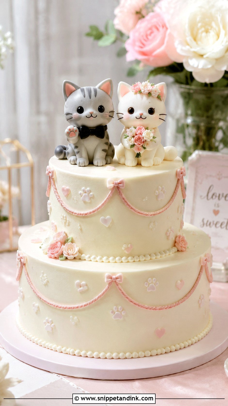 Kawaii Cat Wedding Cake - Snippet and Ink - 20 Kawaii Wedding Cake Ideas