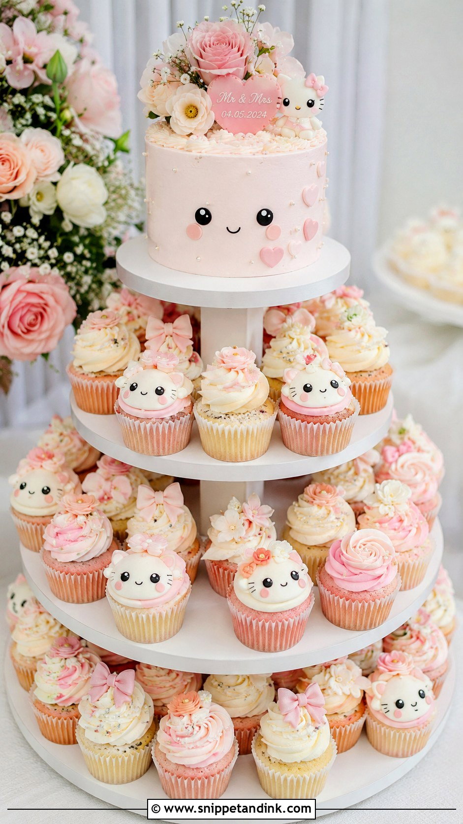 Kawaii Cupcake Wedding Cake - Snippet and Ink - 20 Kawaii Wedding Cake Ideas
