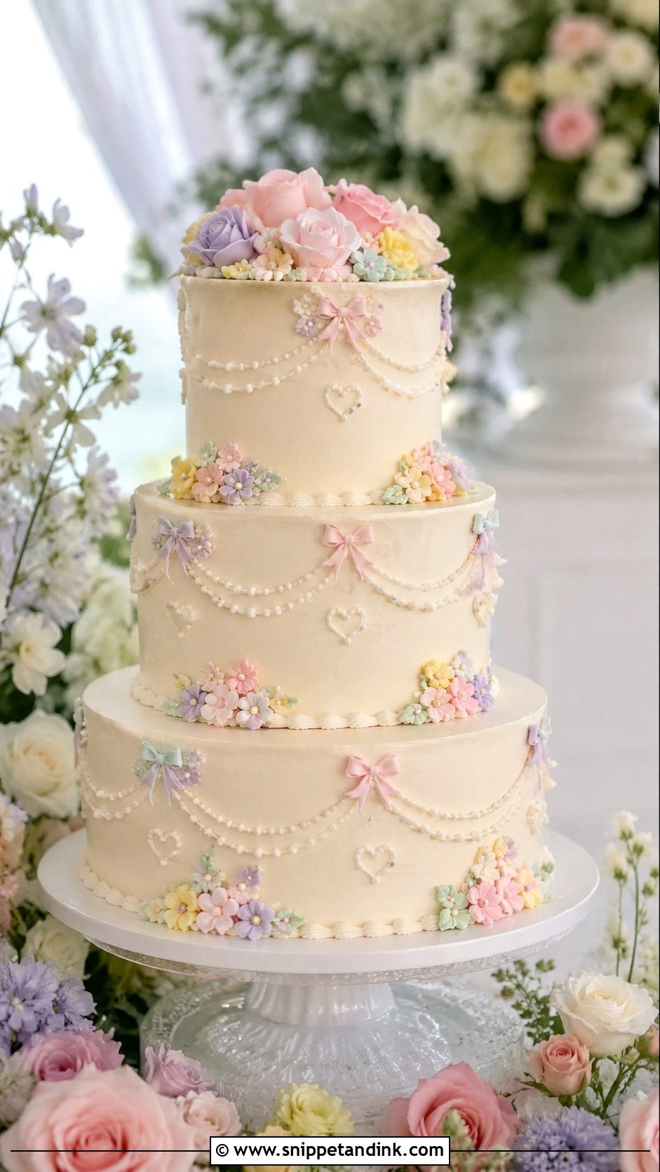Kawaii Floral Wedding Cake - Snippet and Ink - 20 Kawaii Wedding Cake Ideas